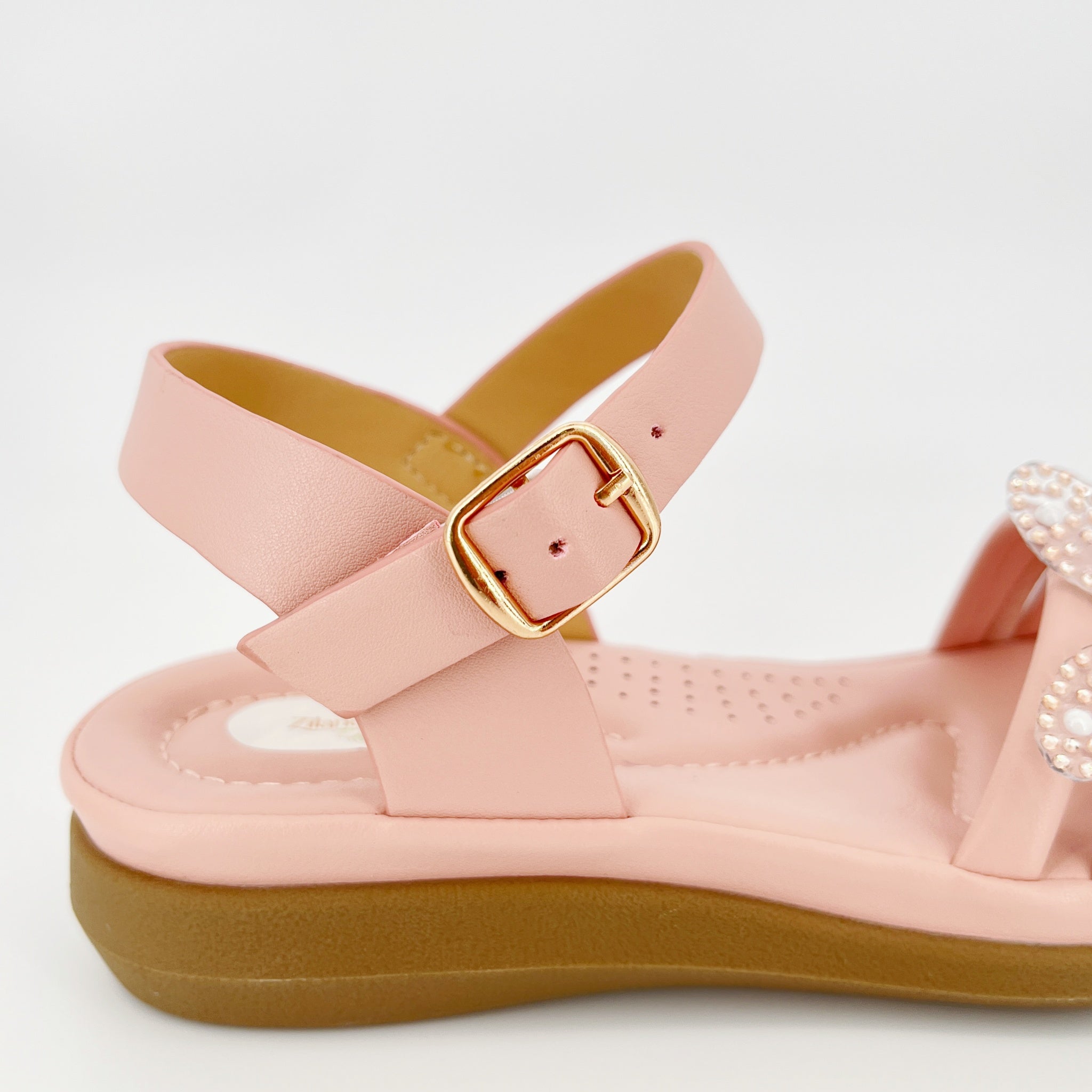 ZC Girls' Butterfly Pearl Crystal Flat Sandals – Wholesale | Comfort Fit | Anti-Slip | Multi-Color Options