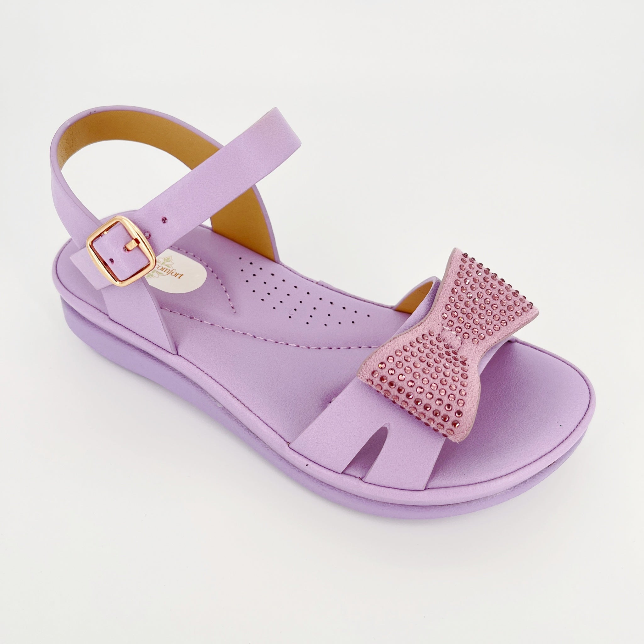 ZC Girls' Full-Crystal Bow Platform Sandals – Wholesale | Comfort Fit | Anti-Slip | Multi-Color Options