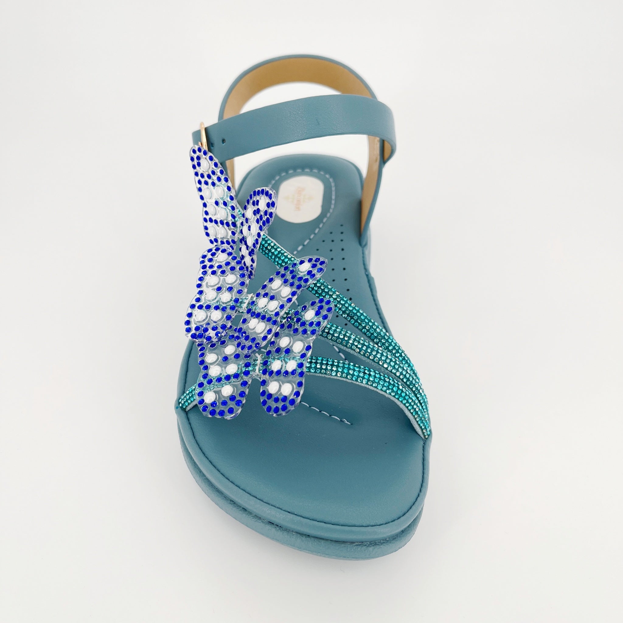 ZC Girls' Triple Butterfly Crystal Three-Band Flat Sandals – Wholesale | Comfort Fit | Anti-Slip | Multi-Color Options