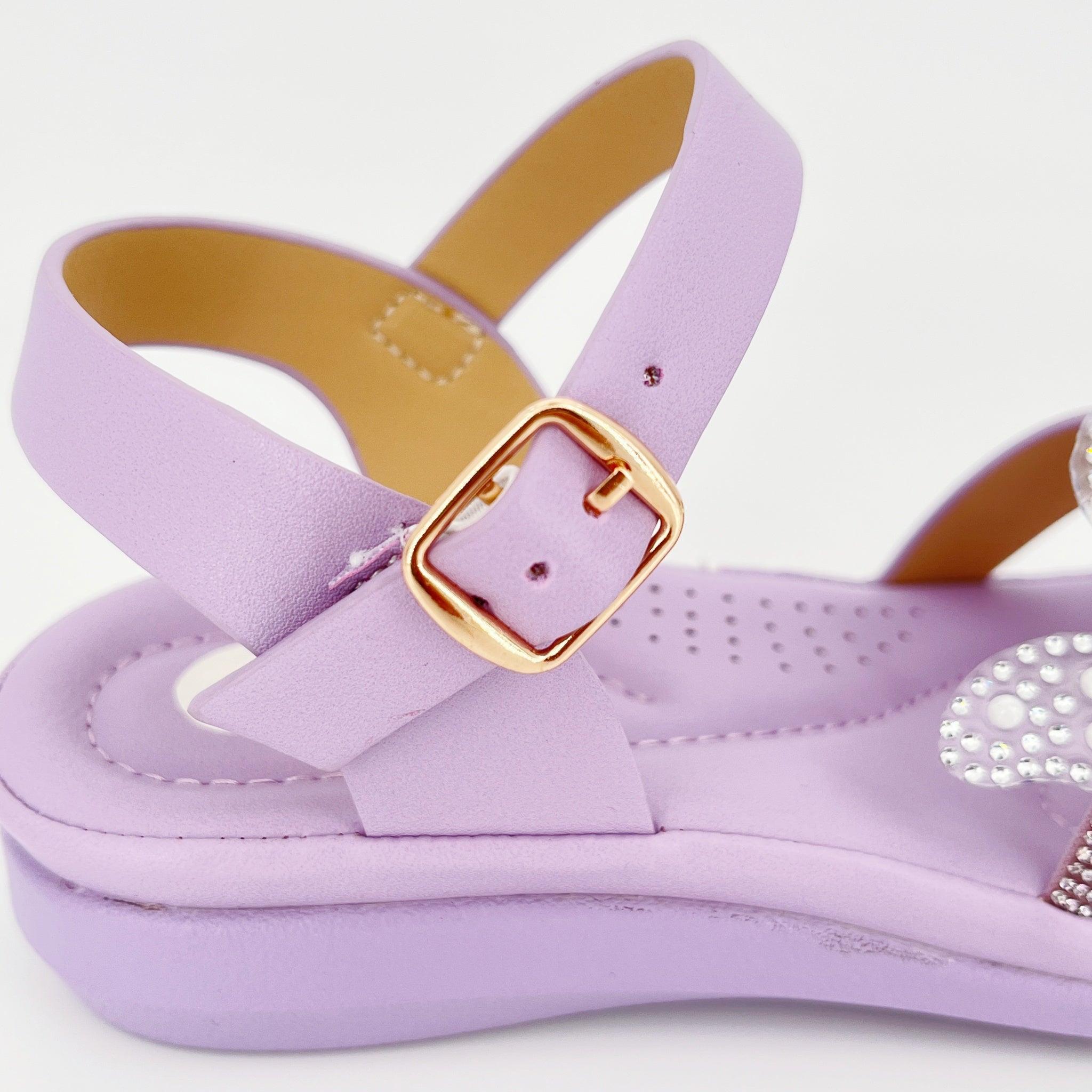 ZC Girls' Double Butterfly Crystal Dual-Band Flat Sandals – Wholesale | Comfort Fit | Anti-Slip | Multi-Color Options