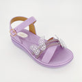 ZC Girls' Double Butterfly Crystal Dual-Band Flat Sandals – Wholesale | Comfort Fit | Anti-Slip | Multi-Color Options