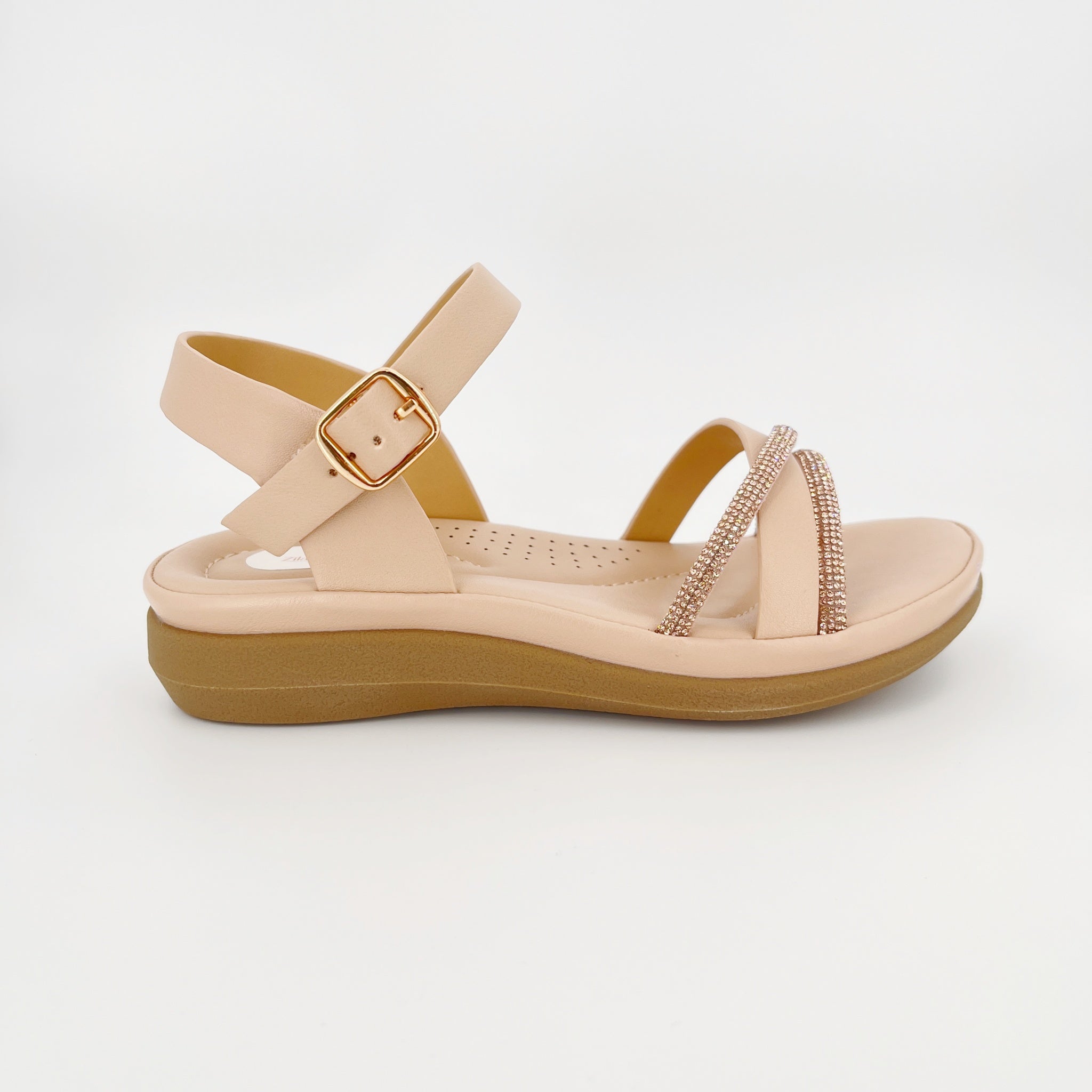 ZC Girls' Crystal Cross-Strap Flat Sandals – Wholesale | Comfort Fit | Anti-Slip | Multi-Color Options