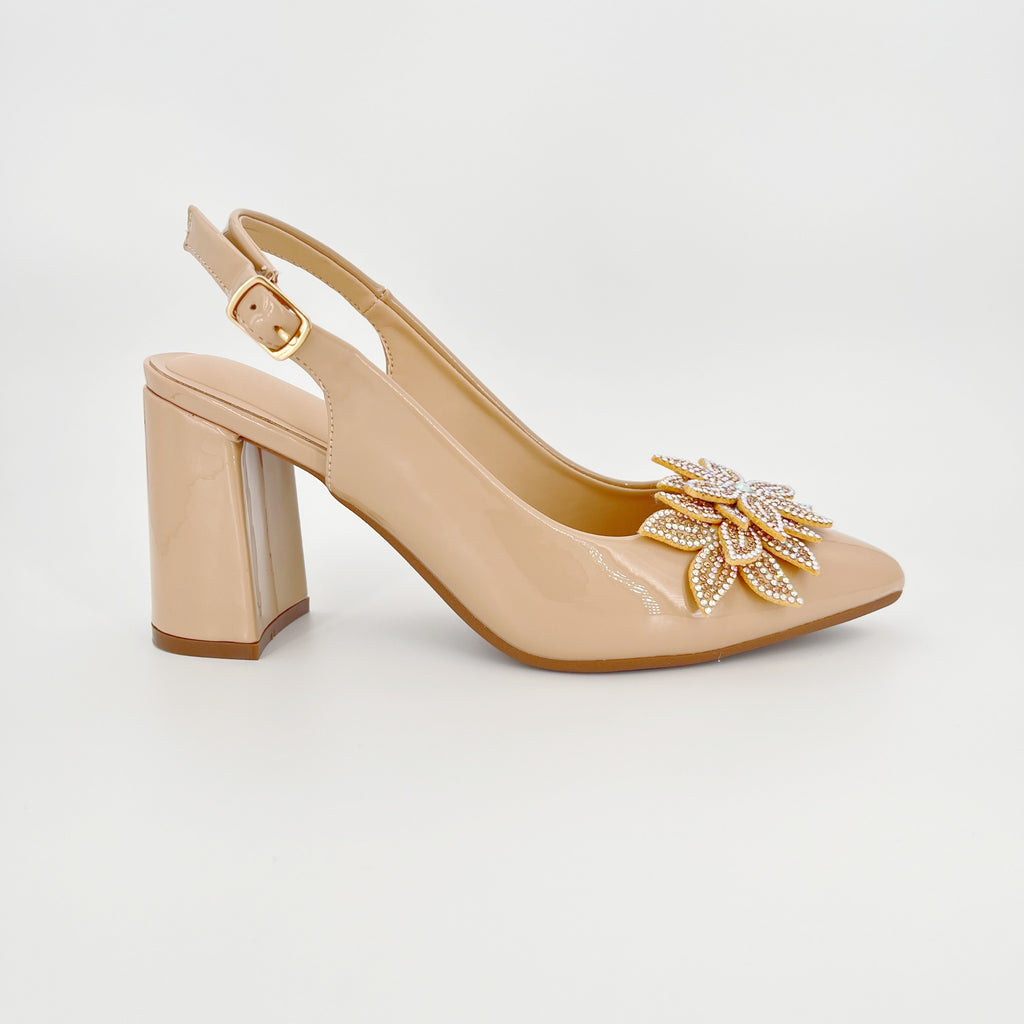ZC Women's Crystal Sunflower Block High Heel Sandals – Wholesale | Comfort Fit | Multi-Color Options