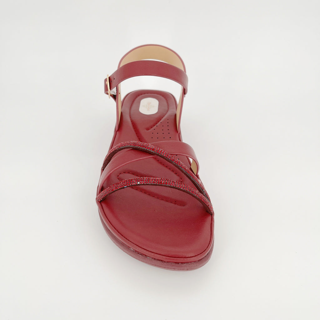 Sandalias planas ZC de mujer con tiras cruzadas y cristales a tono – Al por mayor | Ajuste cómodo | Opciones multicolor