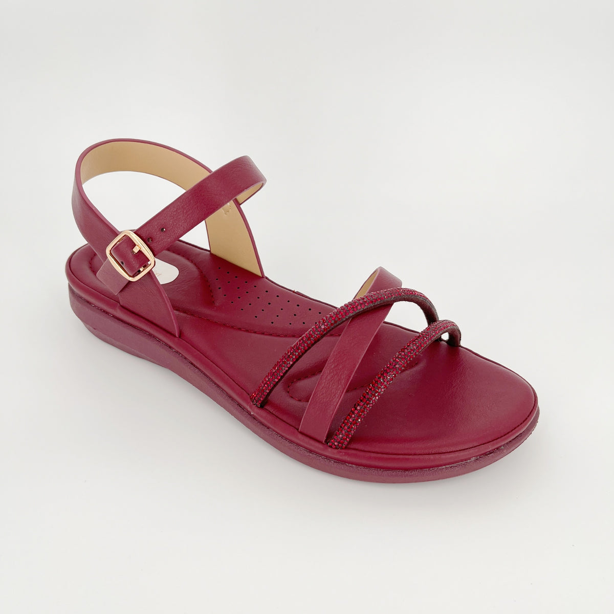 Sandalias planas ZC de mujer con tiras cruzadas y cristales a tono – Al por mayor | Ajuste cómodo | Opciones multicolor