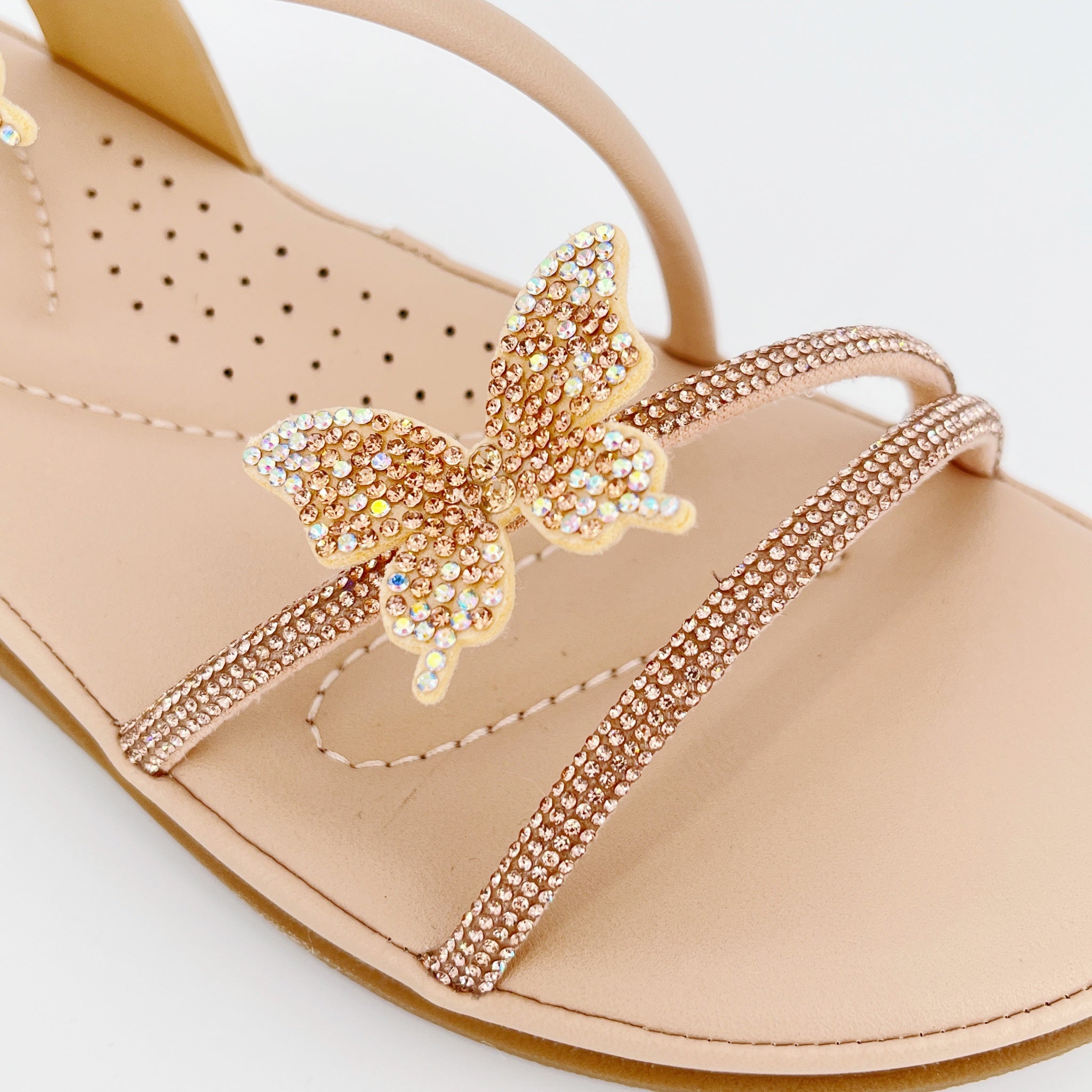 ZC Women's Dual Butterfly AB Crystal Twin-Band Toe-Ring Flat Sandals – Wholesale | Comfort Fit | Anti-Slip | Multi-Color Options