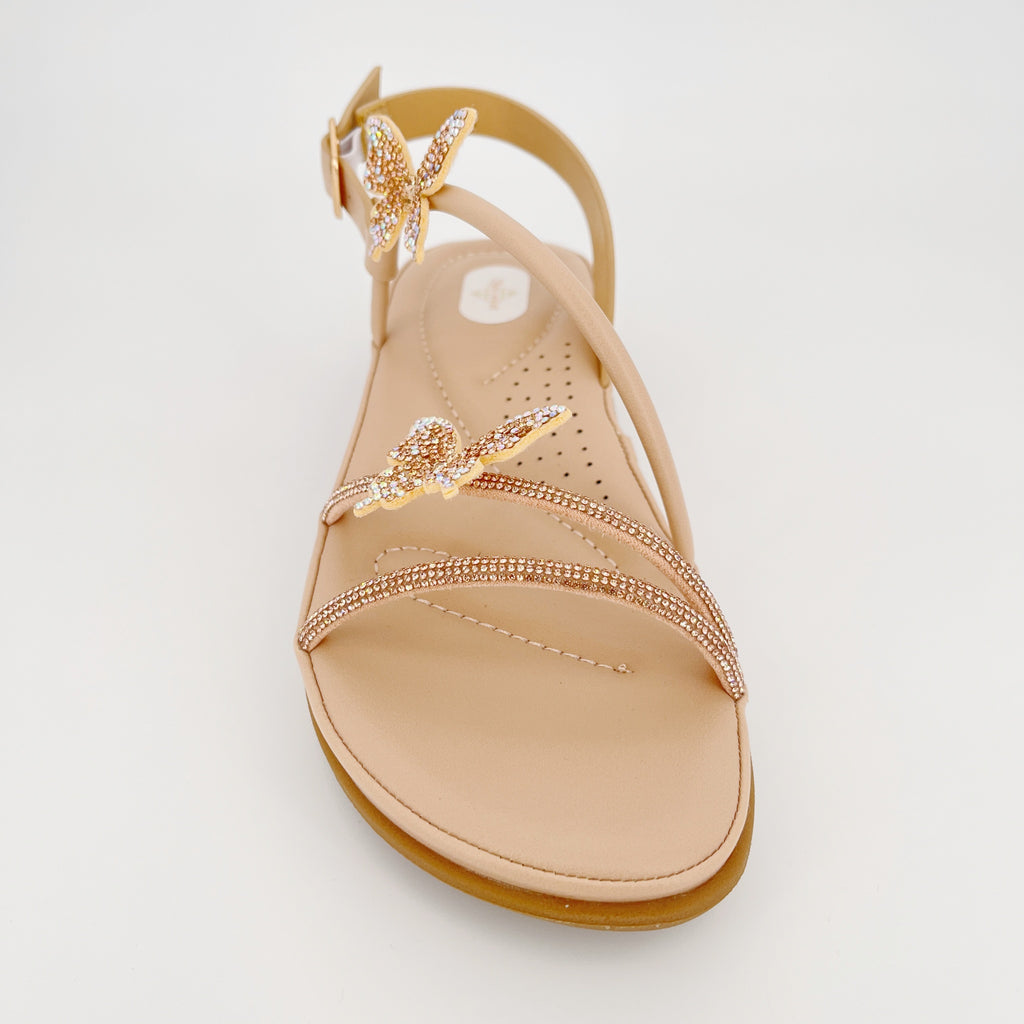 ZC Women's Dual Butterfly AB Crystal Twin-Band Toe-Ring Flat Sandals – Wholesale | Comfort Fit | Anti-Slip | Multi-Color Options