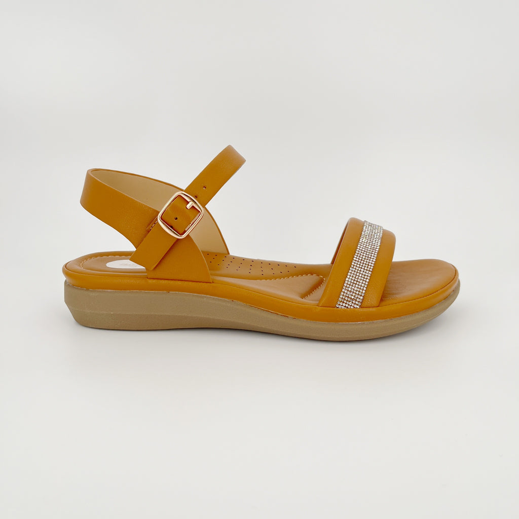 Sandalias planas de mujer ZC con banda de cristal – Venta al por mayor | Ajuste cómodo | Opciones multicolor
