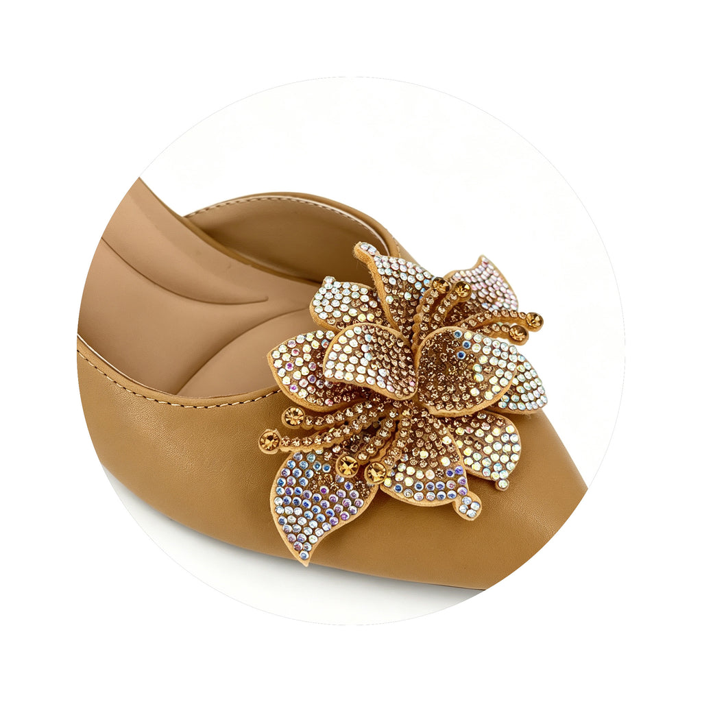 Women's Pointed-Toe Crystal Butterfly Kitten Heel Slingback Pumps | Wholesale Comfort Heels | Multi-Color | EU 35–41