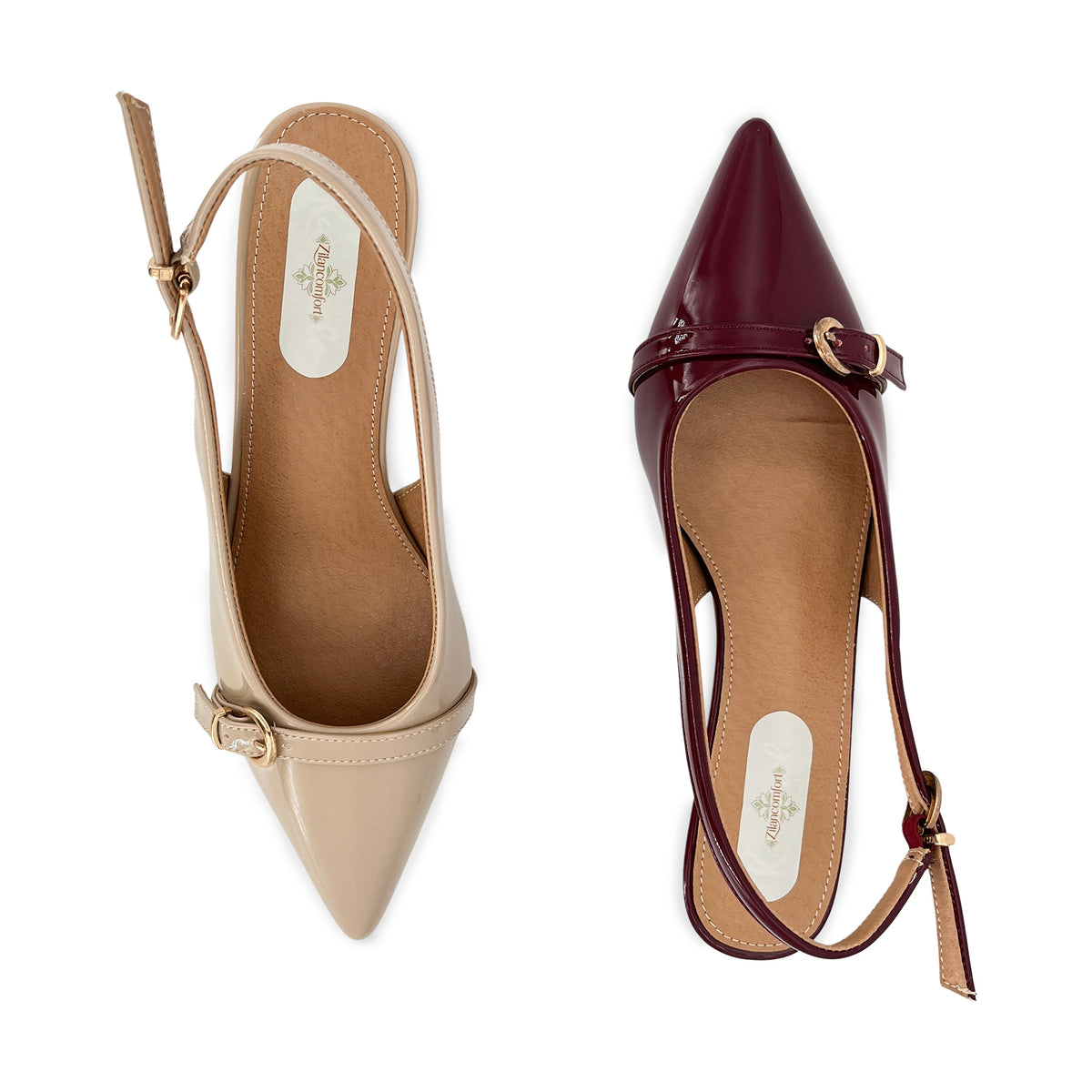 Zapatos de mujer con correa de hebilla de charol y tacón bajo | Venta al por mayor | Multicolor | Tallas EU 35-41