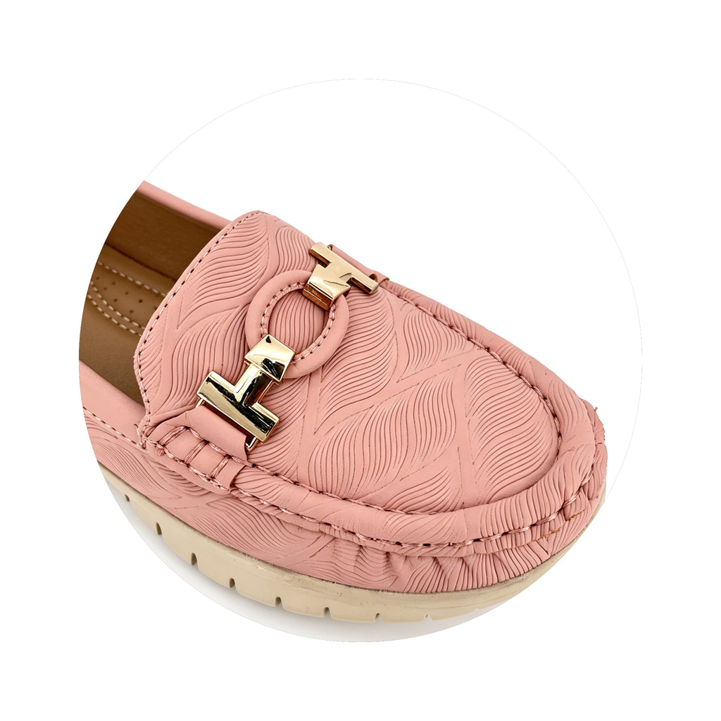 Women's Wave-Embossed H-Bit Loafer Moccasin Flats | Wholesale Comfort Flats | Multi-Color | EU 35–41