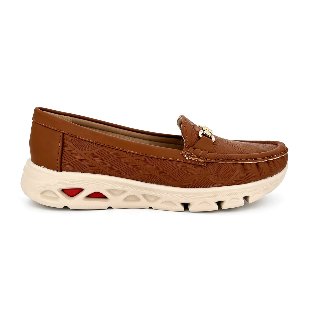 Mocasines de mujer con Horsebit y grabado de ondas con suela con cámara de aire | Zapatillas planas cómodas al por mayor | Multicolor | Tallas EU 35–41