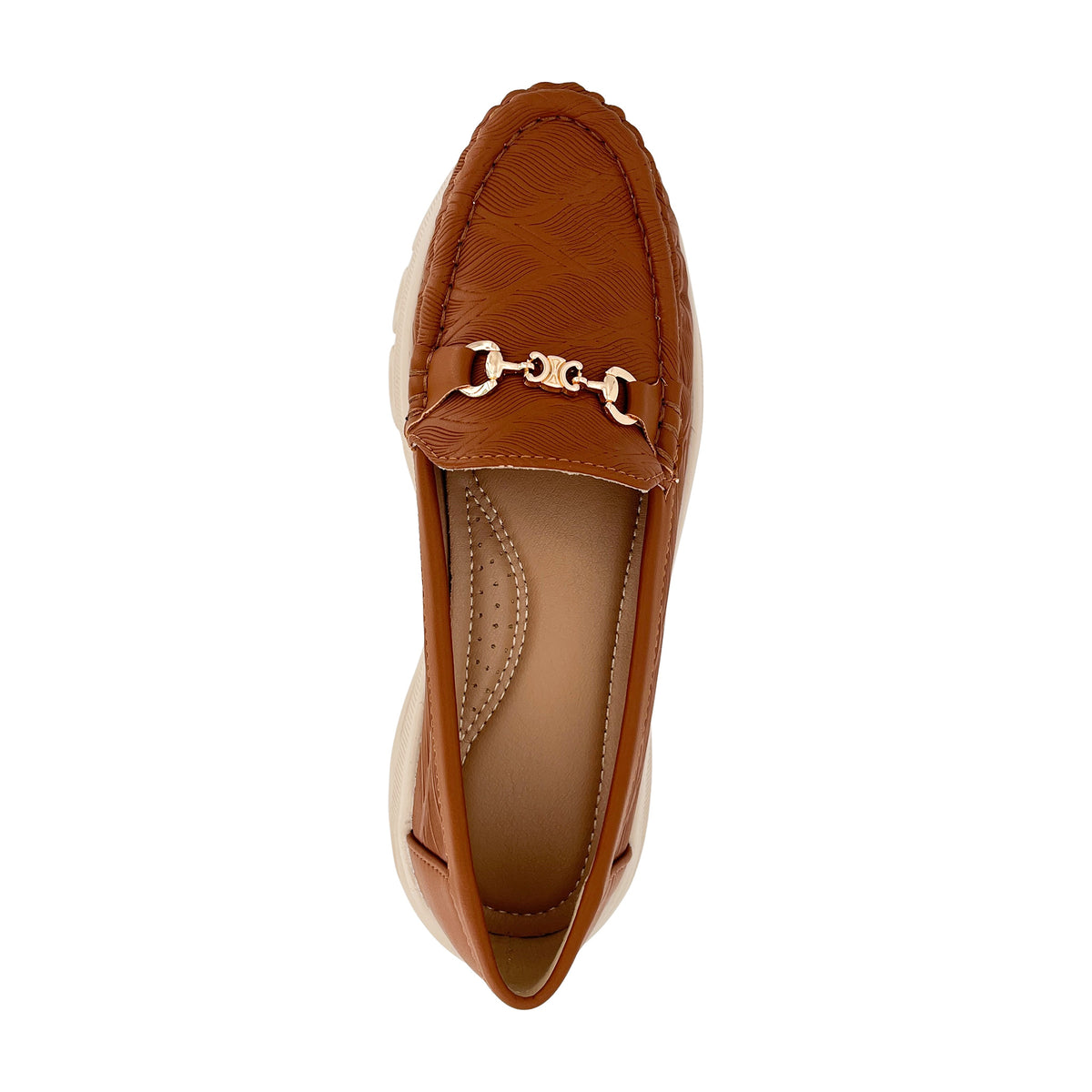 Mocasines de mujer con Horsebit y grabado de ondas con suela con cámara de aire | Zapatillas planas cómodas al por mayor | Multicolor | Tallas EU 35–41