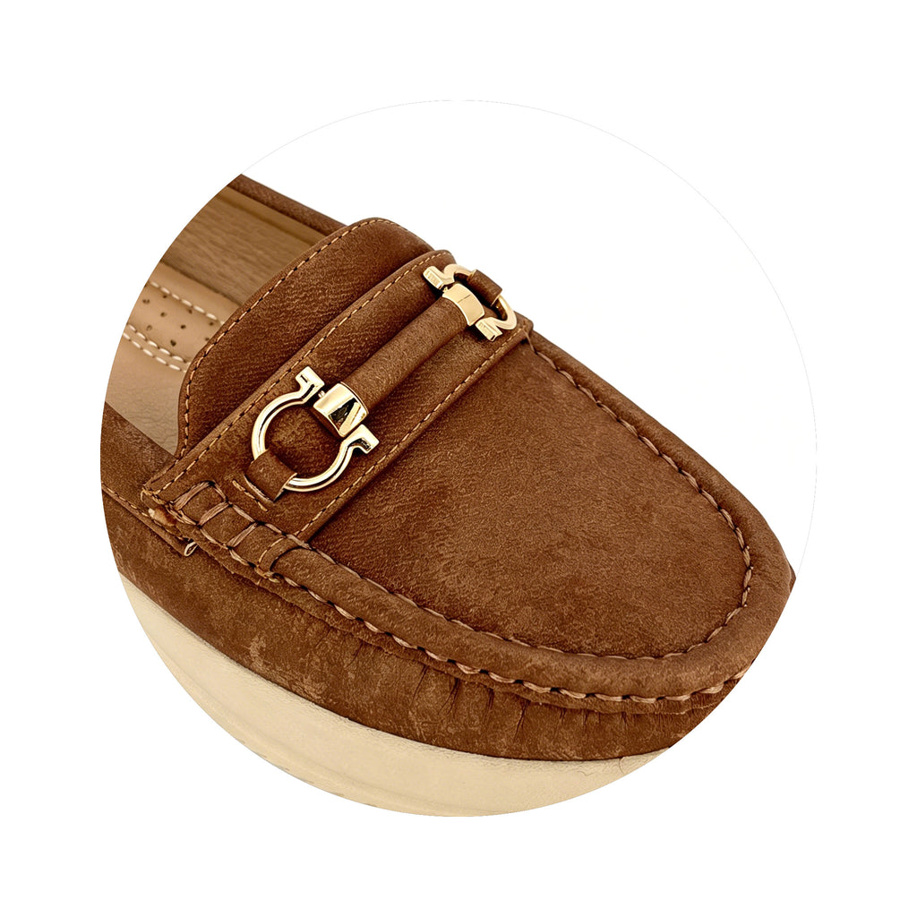 Women's Distressed Nubuck C-Bit Horsebit Loafer with Platform Sole | Wholesale Comfort Flats | Multi-Color | EU 35–41