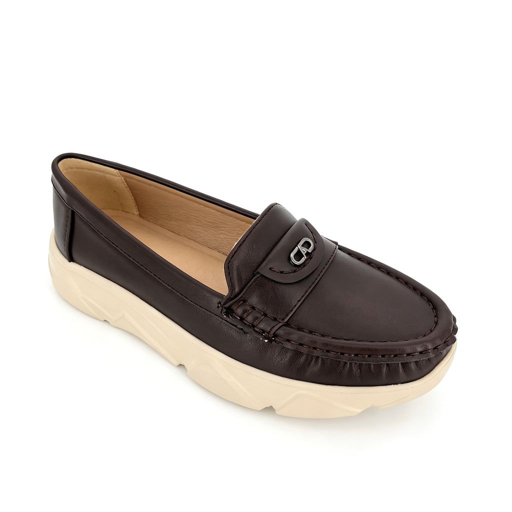 Women's Pointed-Toe Moccasin Loafer with Gunmetal Badge & Platform Sole | Wholesale Comfort Flats | Multi-Color | EU 35–41