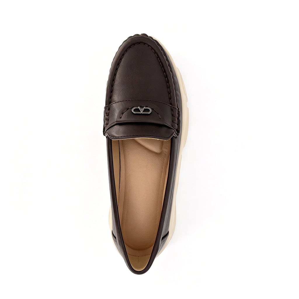 Women's Pointed-Toe Moccasin Loafer with Gunmetal Badge & Platform Sole | Wholesale Comfort Flats | Multi-Color | EU 35–41
