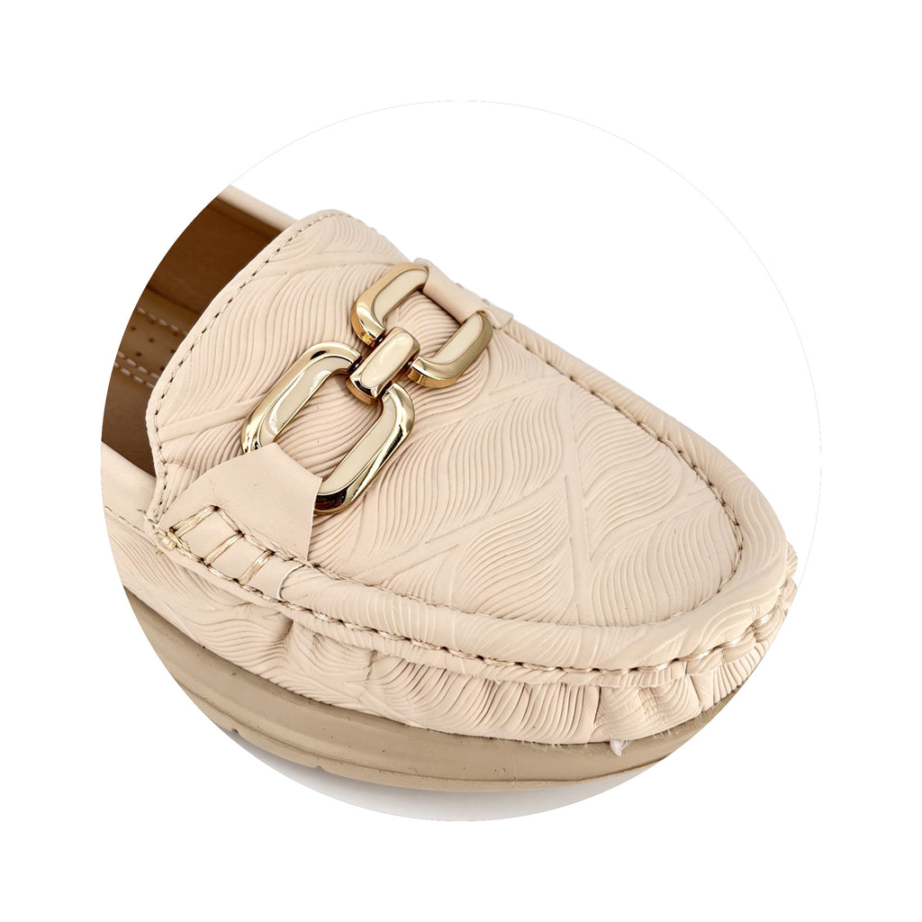 Women's Round-Toe Moccasin Loafer with Gold Chain Bit & Athletic Platform Sole | Wholesale Comfort Flats | Multi-Color | EU 35–41