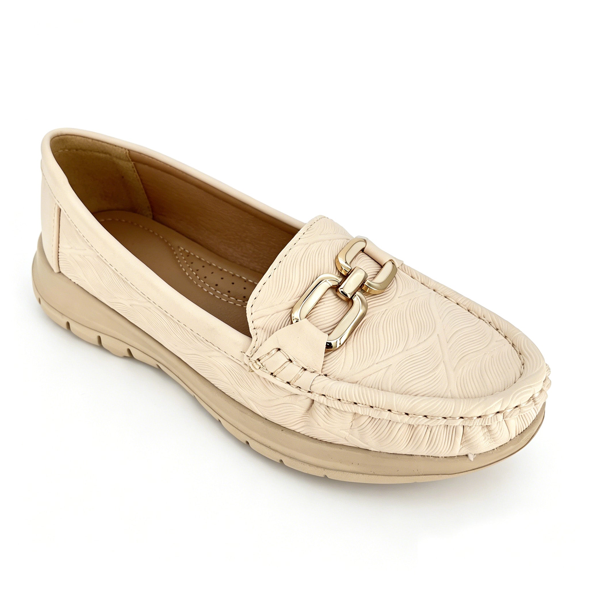 Women's Round-Toe Moccasin Loafer with Gold Chain Bit & Athletic Platform Sole | Wholesale Comfort Flats | Multi-Color | EU 35–41