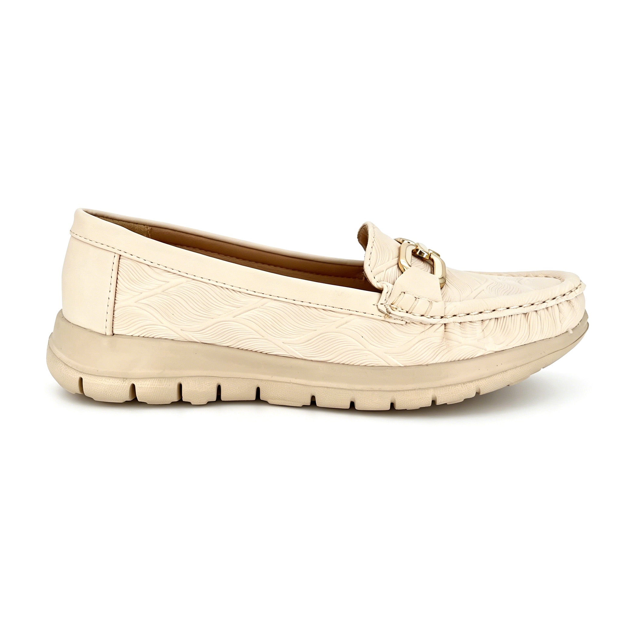 Women's Round-Toe Moccasin Loafer with Gold Chain Bit & Athletic Platform Sole | Wholesale Comfort Flats | Multi-Color | EU 35–41