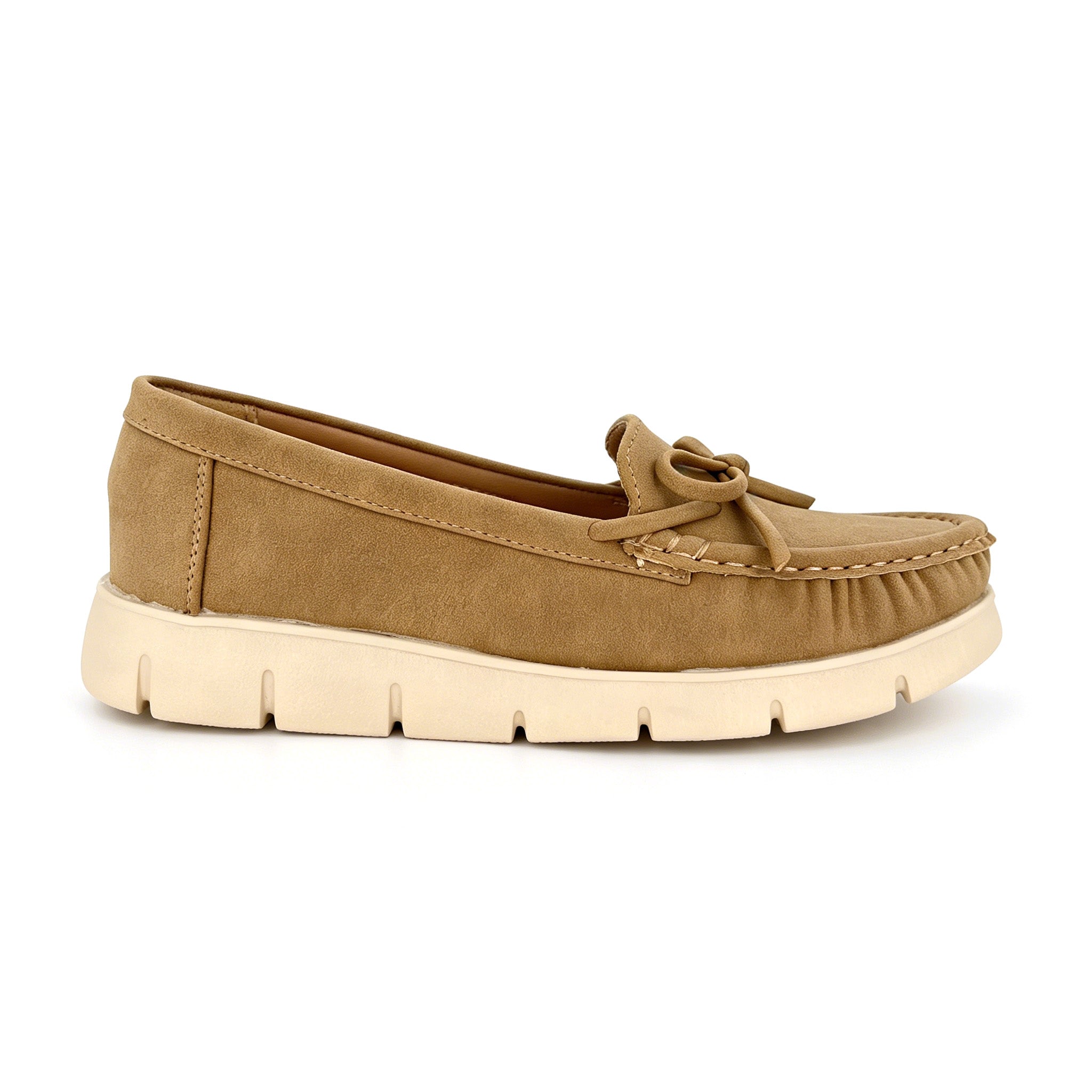 Women's Round-Toe Moccasin Loafer with Leather Bow Tie & Sporty Platform Sole | Wholesale Comfort Flats | Multi-Color | EU 35–41