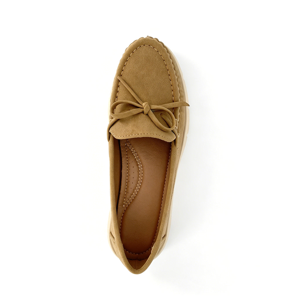 Women's Round-Toe Moccasin Loafer with Leather Bow Tie & Sporty Platform Sole | Wholesale Comfort Flats | Multi-Color | EU 35–41