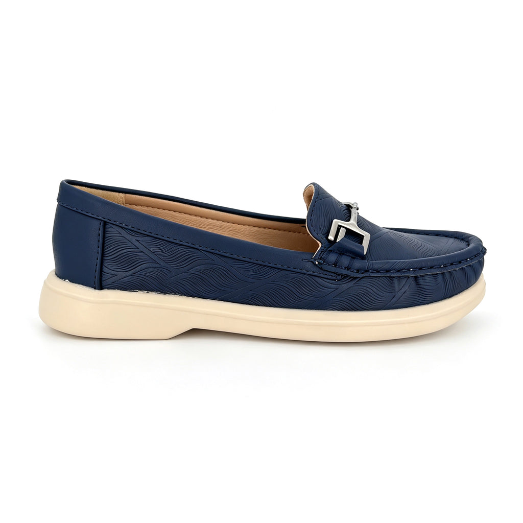 Women's Round-Toe Moccasin Loafer with Silver Horsebit Buckle & Platform Sole | Wholesale Comfort Flats | Multi-Color | EU 35–41