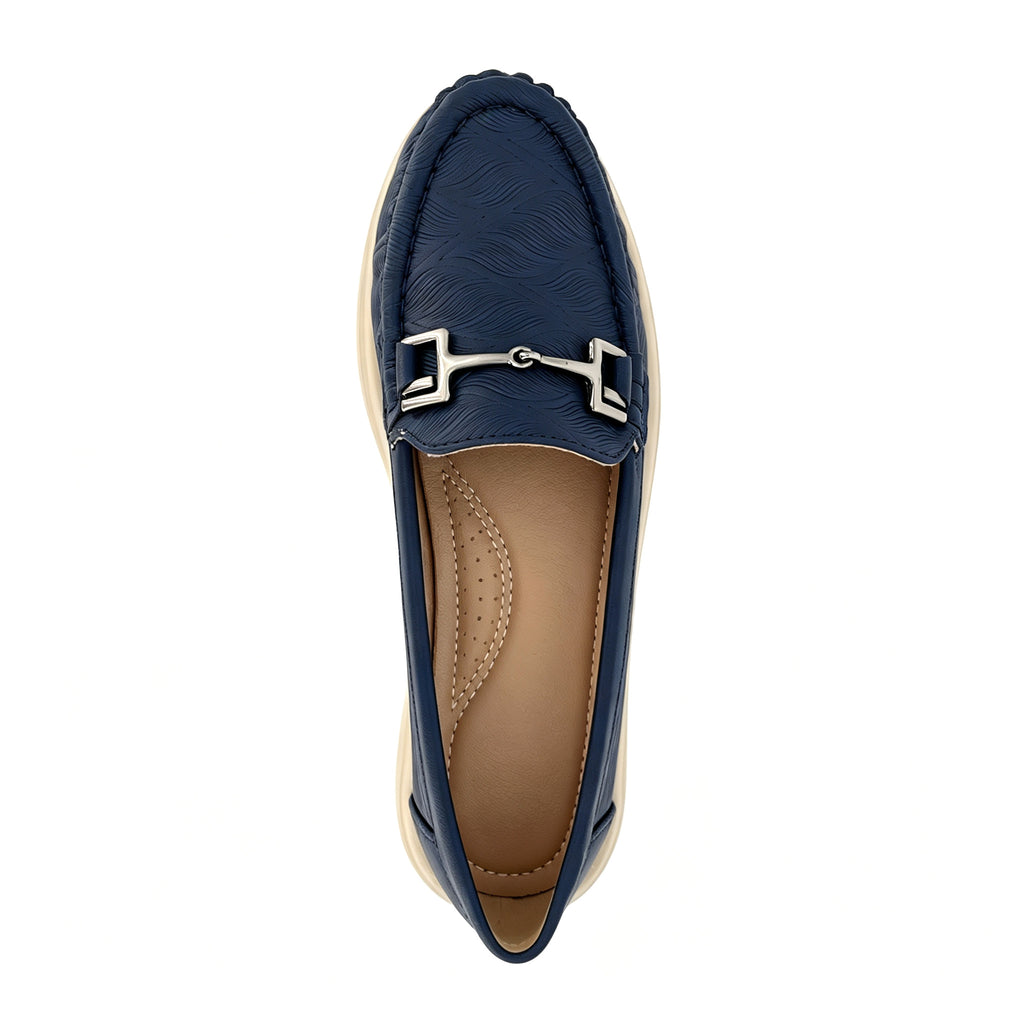 Women's Round-Toe Moccasin Loafer with Silver Horsebit Buckle & Platform Sole | Wholesale Comfort Flats | Multi-Color | EU 35–41