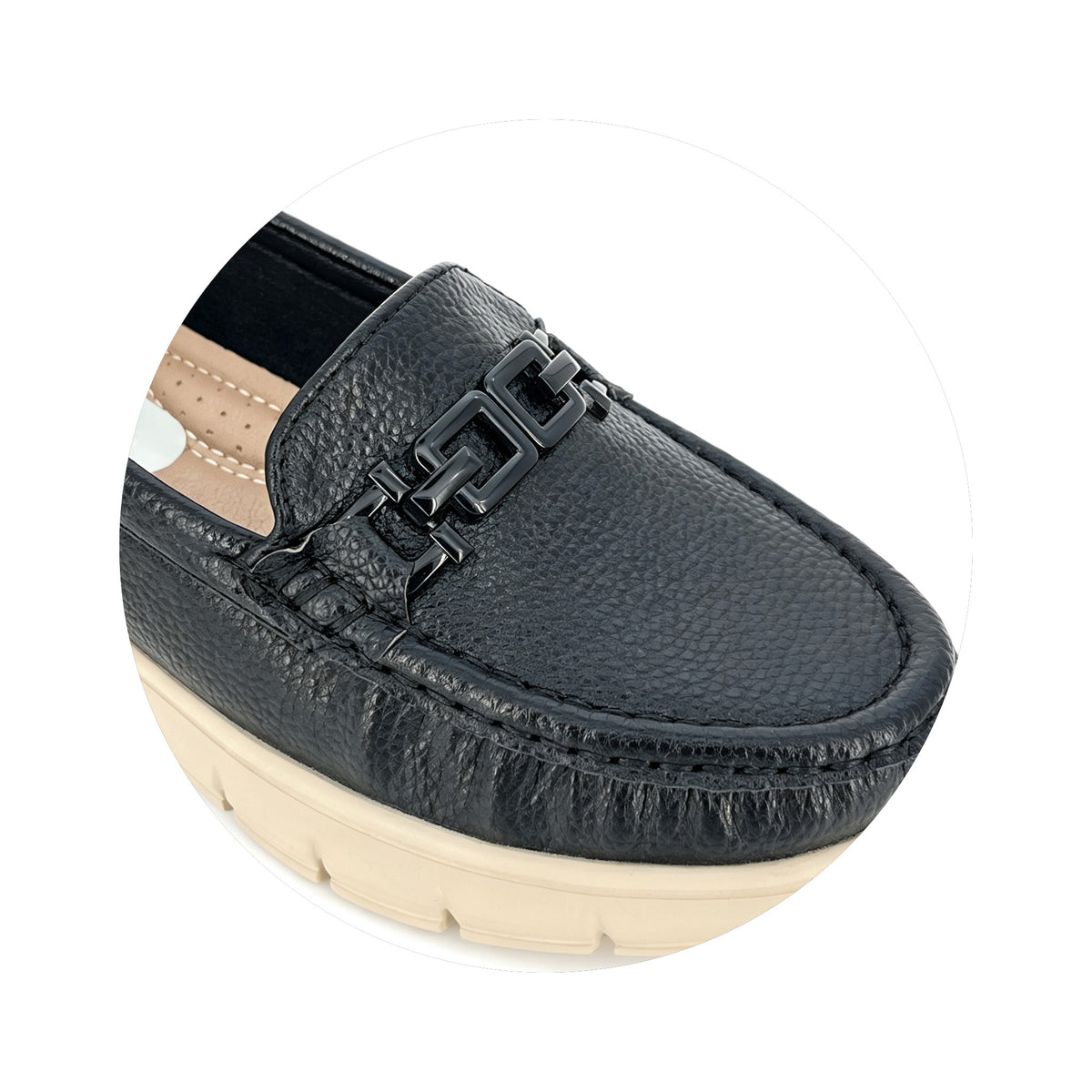 Women's Round-Toe Moccasin Loafer with Matte Black Chain Bit & Chunky Platform Sole | Wholesale Comfort Flats | Multi-Color | EU 35–41