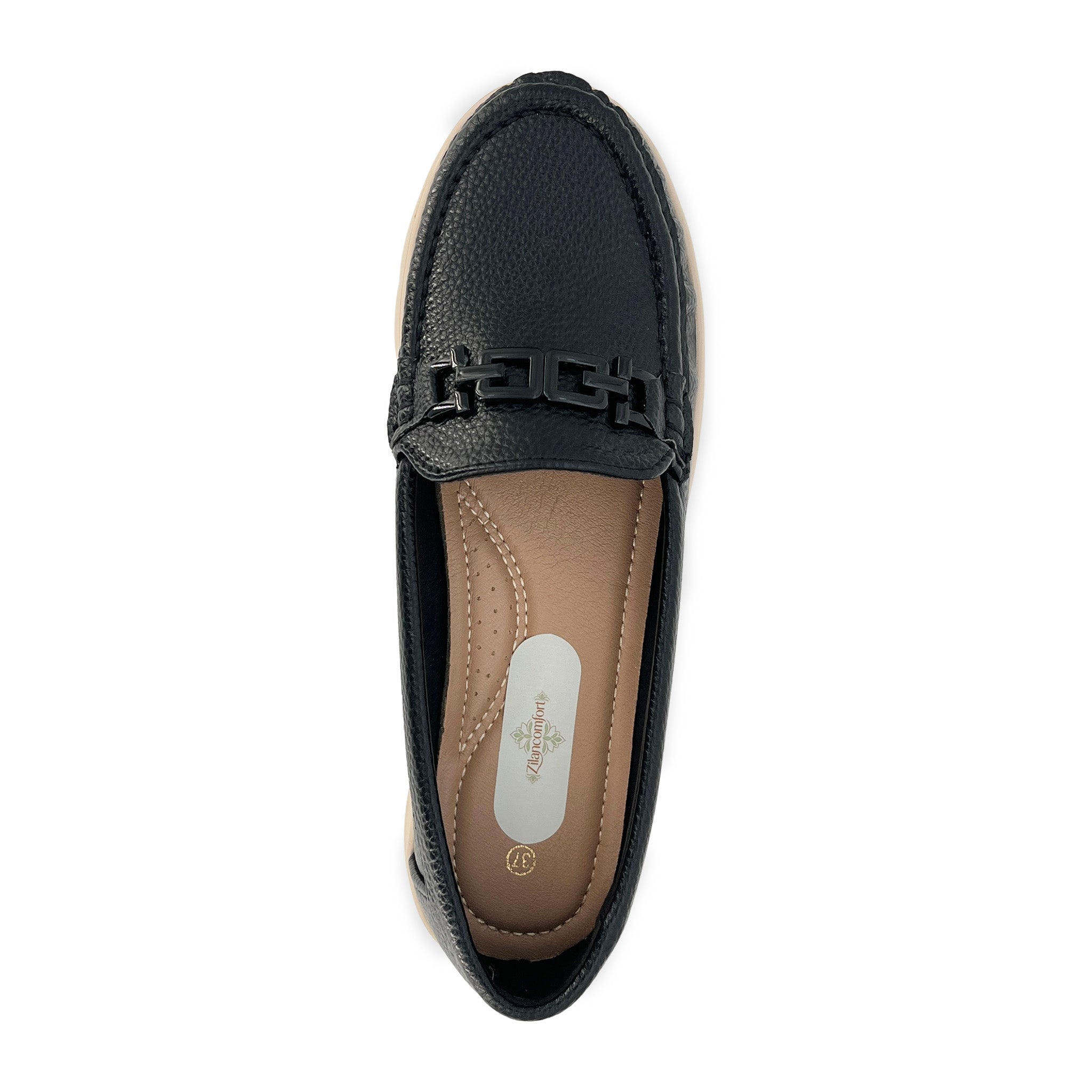 Women's Round-Toe Moccasin Loafer with Matte Black Chain Bit & Chunky Platform Sole | Wholesale Comfort Flats | Multi-Color | EU 35–41