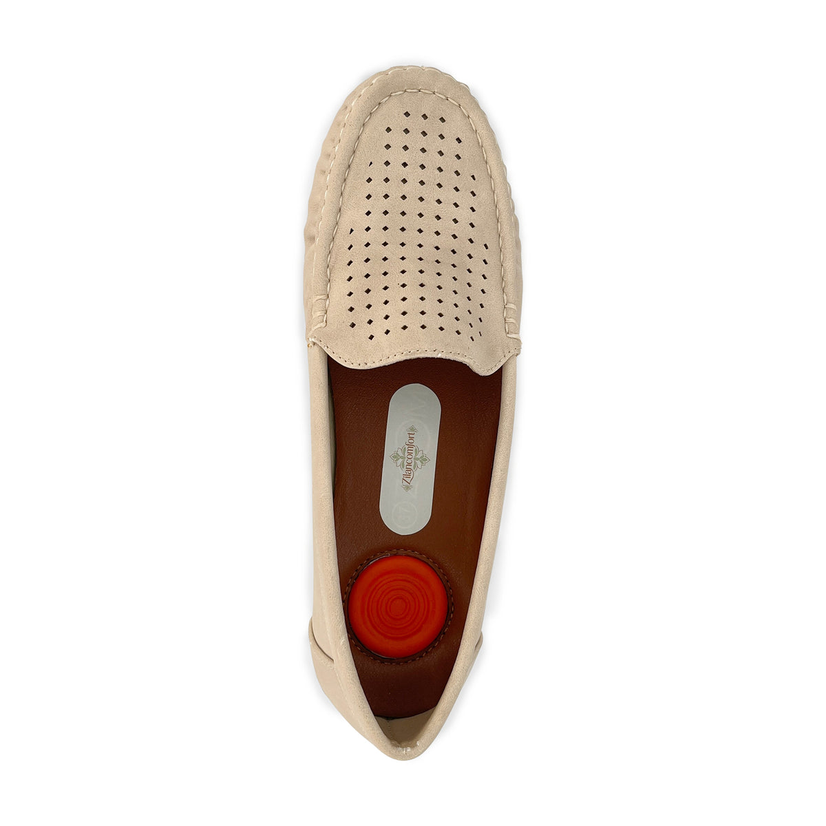 Women's Breathable Perforated Moccasin Loafer with Heel Massage Pad & Sporty Rubber Sole | Wholesale Comfort Flats | Multi-Color | EU 35–41