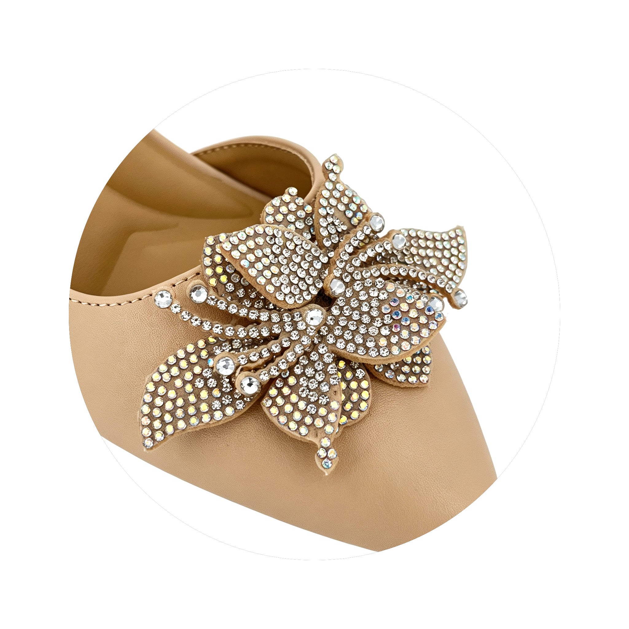 Zapatos de tacón bajo con mariposa de cristal en punta para mujer | Tacones al por mayor para ocasiones | Varios colores | EU 35–41