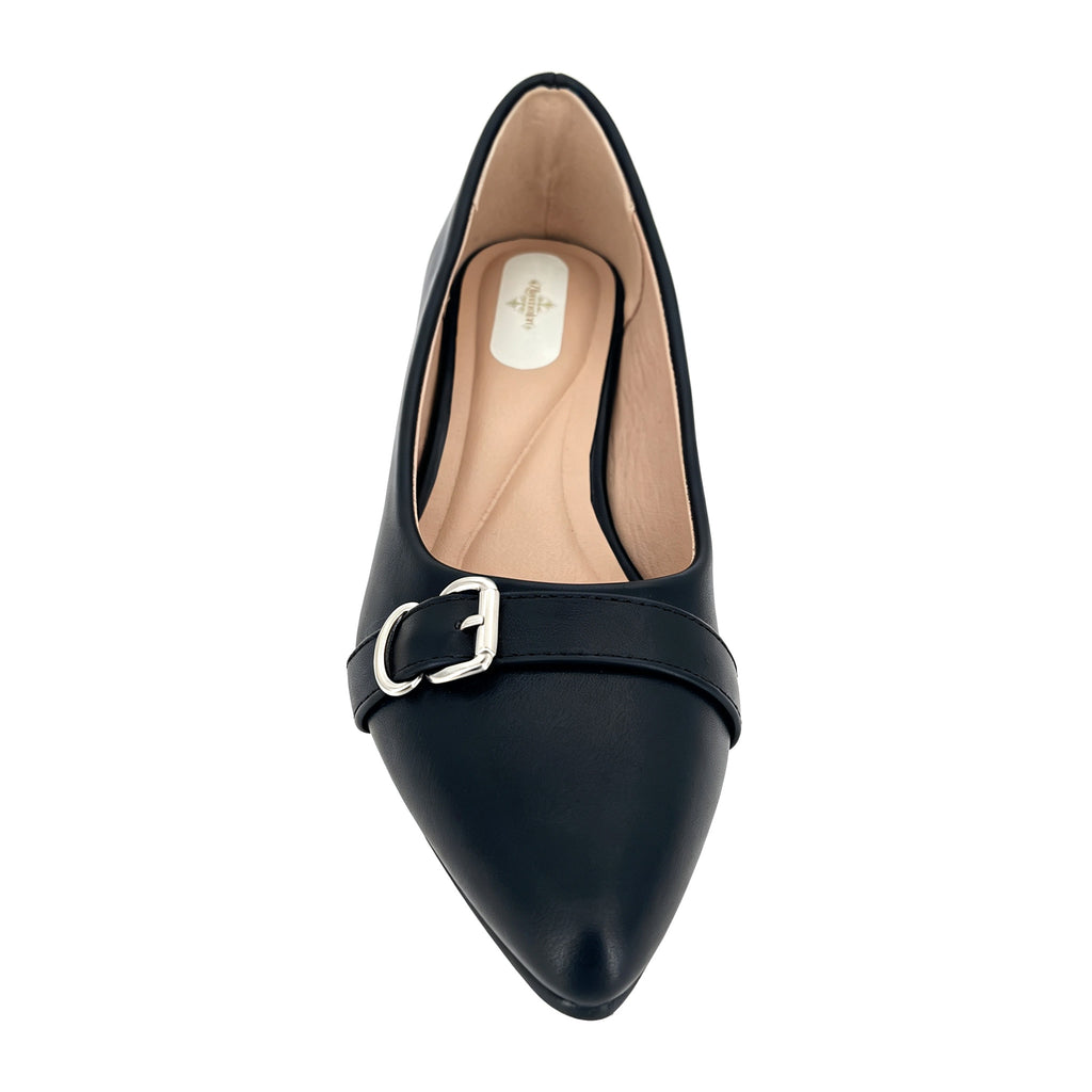 Women's Pointed-Toe Low Block Heel Pumps with Buckle Strap | Wholesale Comfort Heels | Multi-Color | EU 35–41