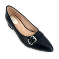 Women's Pointed-Toe Low Block Heel Pumps with Buckle Strap | Wholesale Comfort Heels | Multi-Color | EU 35–41