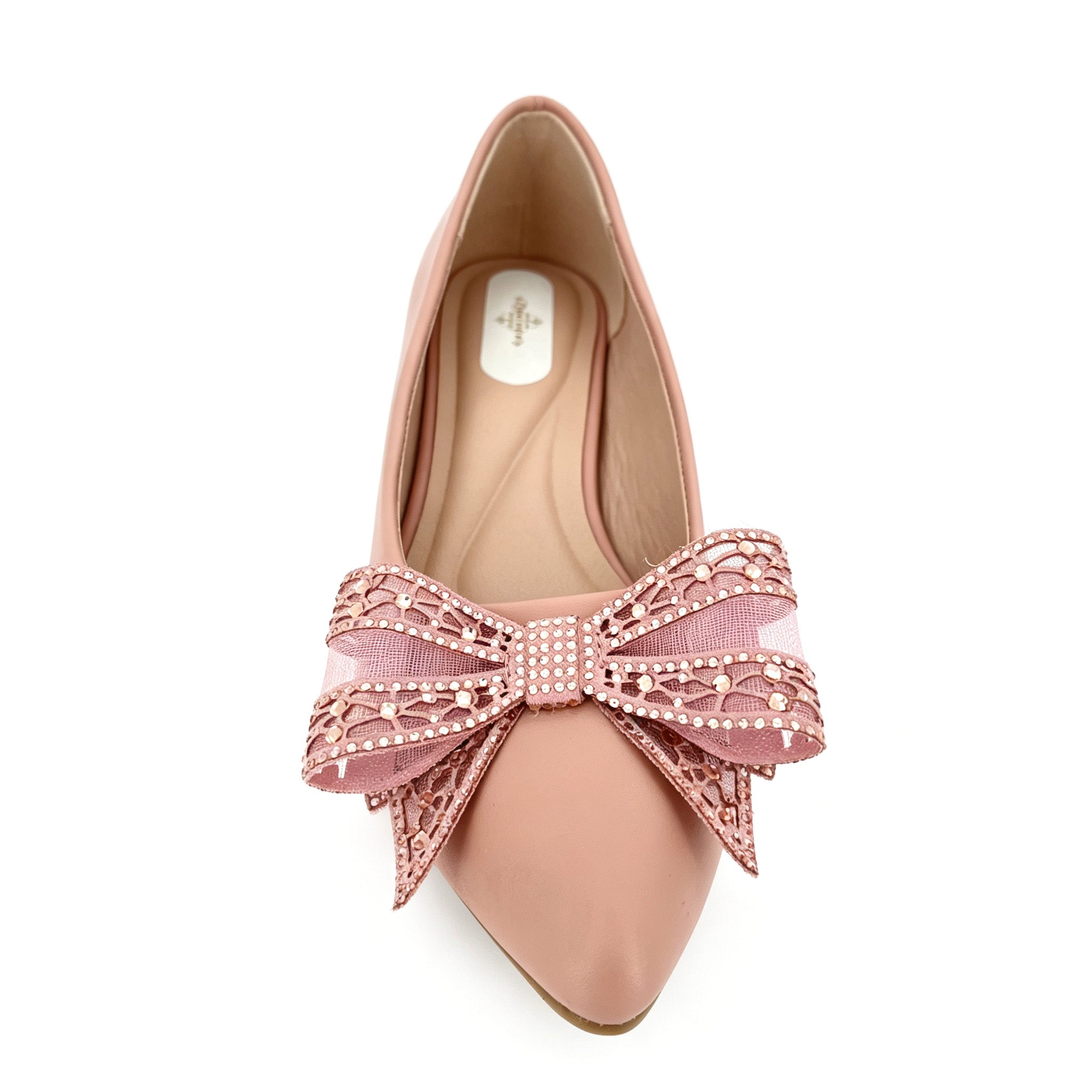 Zapatos de tacón bajo con lazo de encaje de cristal y punta fina para mujer | Tacones al por mayor para ocasiones | Multicolor | Tallas EU 35–41