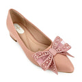 Zapatos de tacón bajo con lazo de encaje de cristal y punta fina para mujer | Tacones al por mayor para ocasiones | Multicolor | Tallas EU 35–41