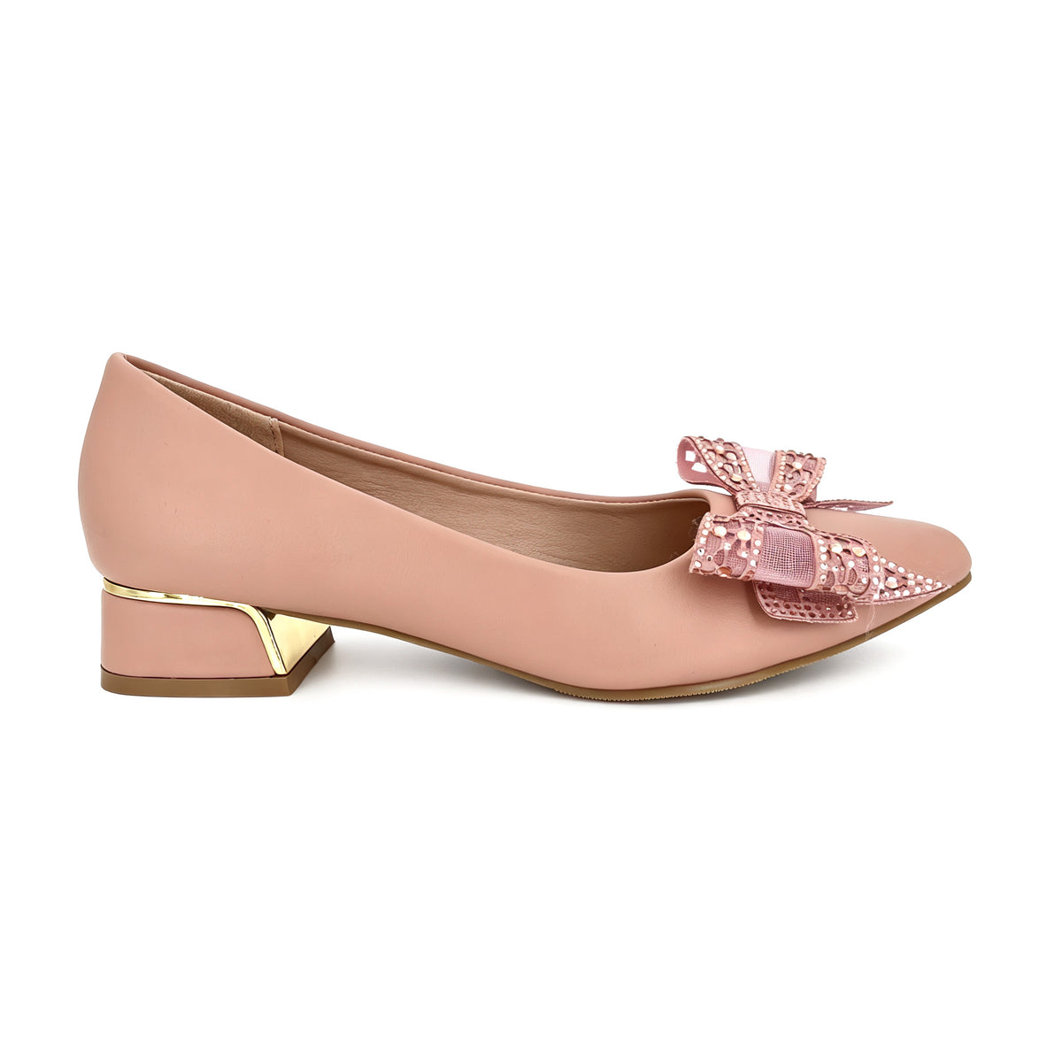 Zapatos de tacón bajo con lazo de encaje de cristal y punta fina para mujer | Tacones al por mayor para ocasiones | Multicolor | Tallas EU 35–41