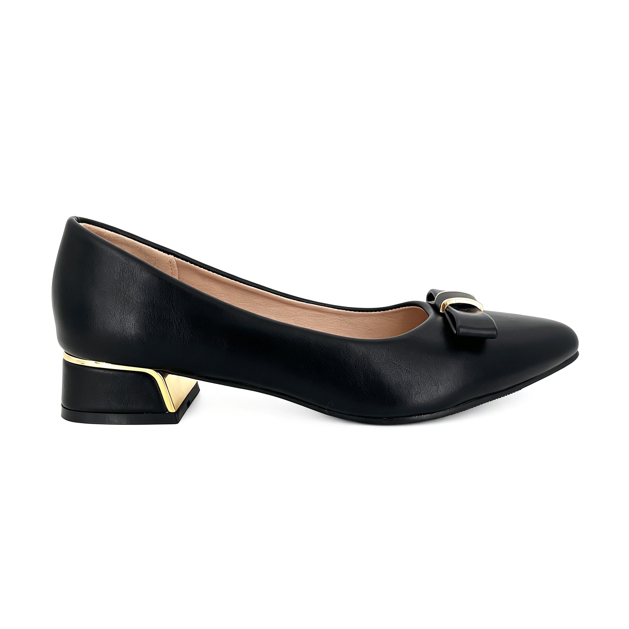 Zapatos de tacón bajo con punta fina y detalle de lazo para mujer | Tacones cómodos al por mayor | Varios colores | Tallas EU 35–41