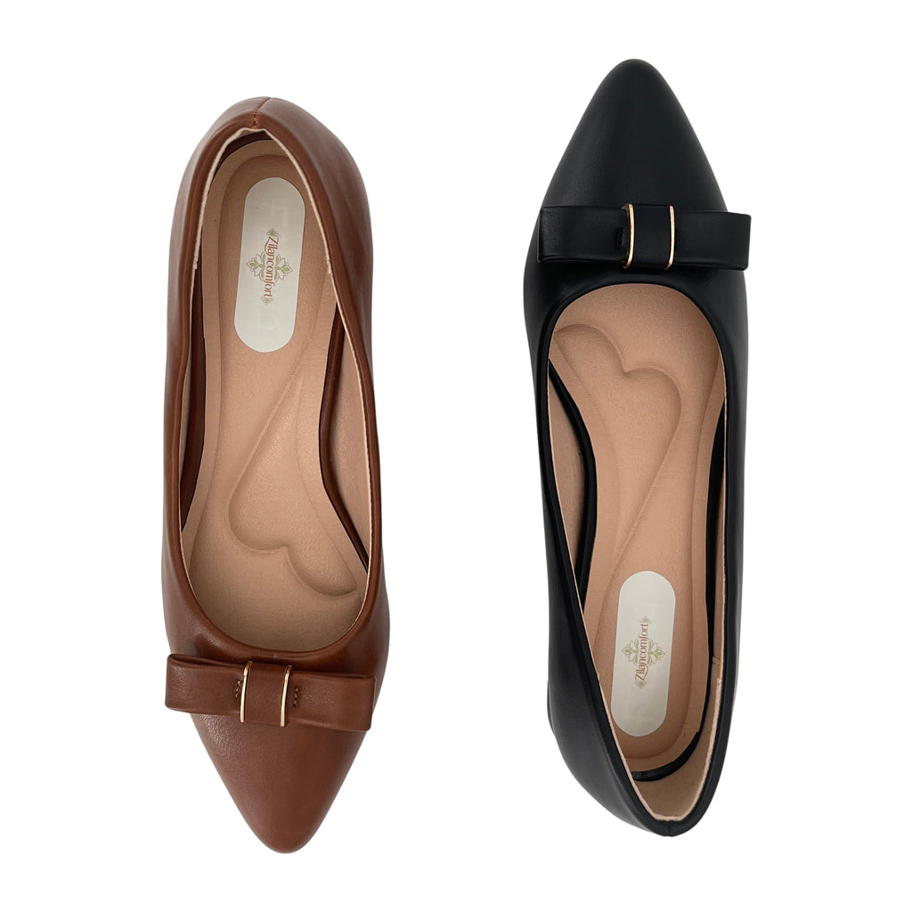 Women's Pointed-Toe Low Block Heel Pumps with Bow Detail | Wholesale Comfort Heels | Multi-Color | EU 35–41
