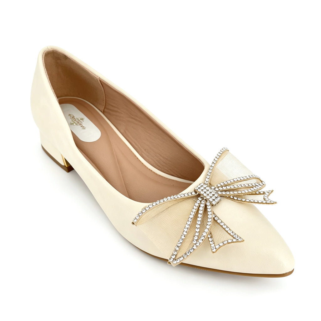 Women's Pointed-Toe Low Block Heel Pumps with Crystal Bow | Wholesale Comfort Heels | Multi-Color | EU 35–41