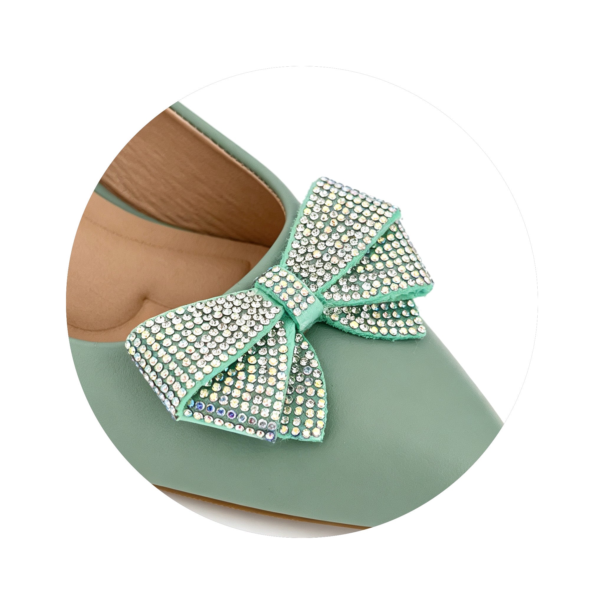 Zapatos de tacón bajo con tira trasera y lazo de diamantes de imitación de cristal para mujer | Venta al por mayor | Multicolor | Tallas EU 35–41