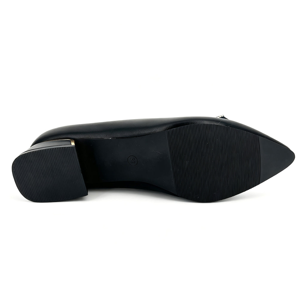 Zapatos de tacón bajo de bloque con lazo de cristal de dos tonos para mujer | Tacones cómodos al por mayor | Multicolor | Tallas EU 35–41