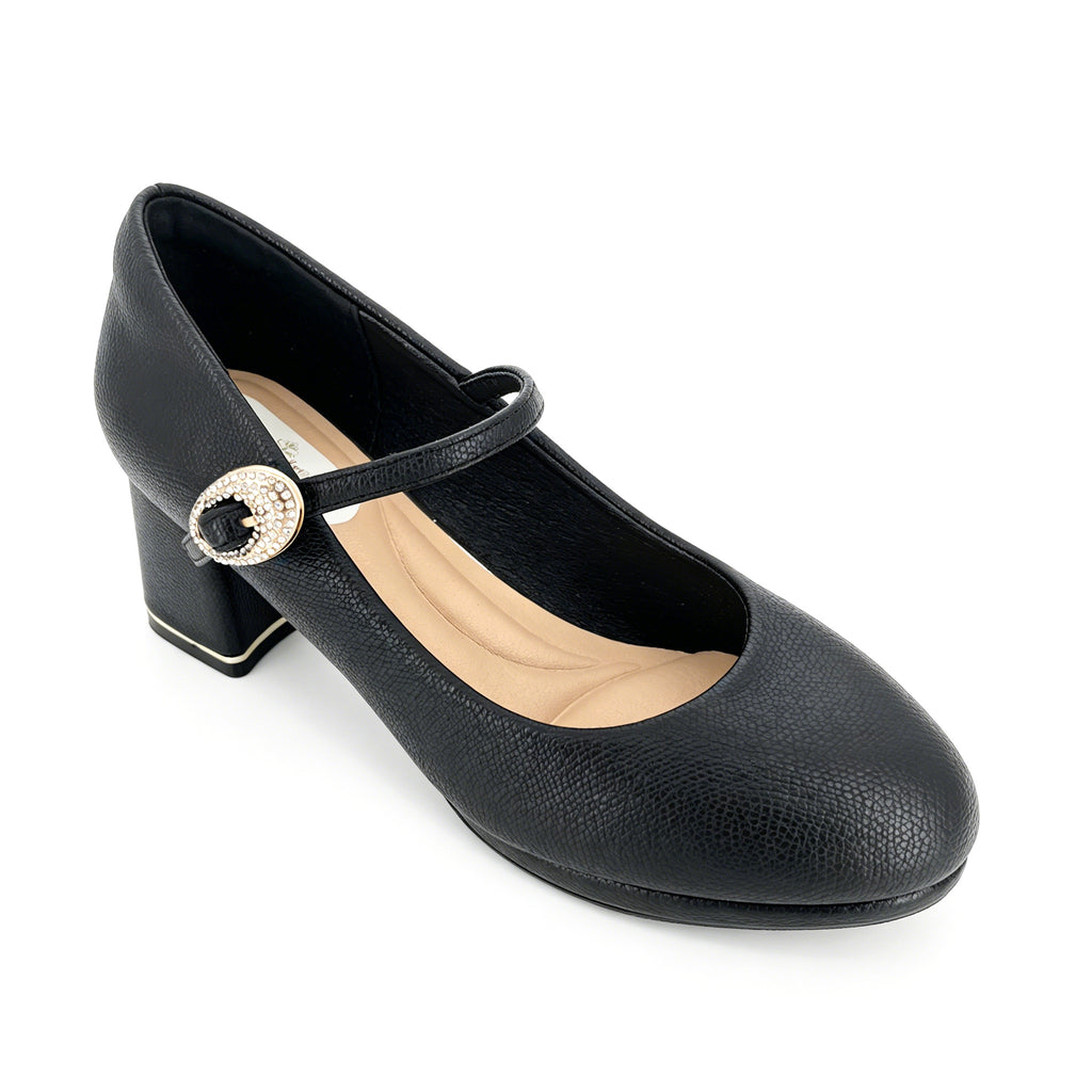 Women's Crystal Buckle Mary Jane Block Heel Pumps | Wholesale Comfort Heels | Multi-Color | EU 35–41