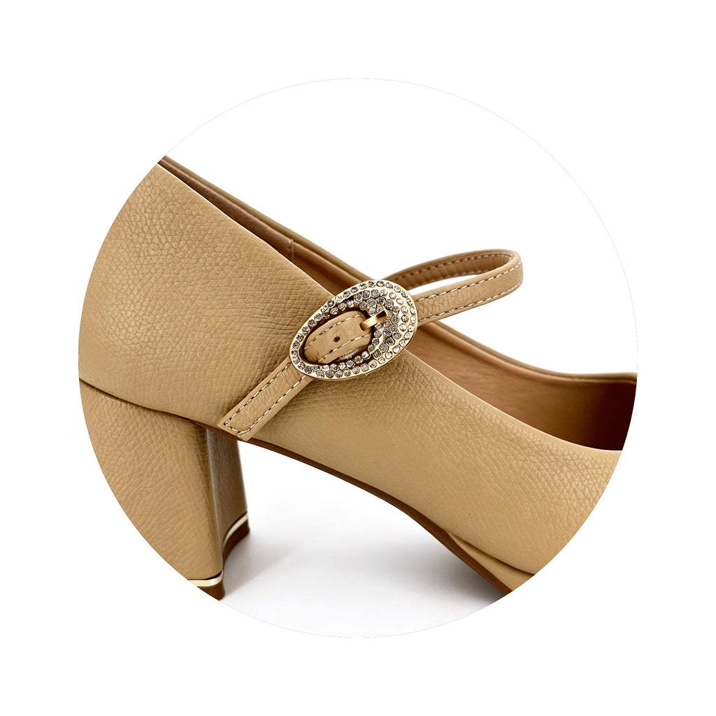 Women's Crystal Buckle Mary Jane Block Heel Pumps | Wholesale Comfort Heels | Multi-Color | EU 35–41