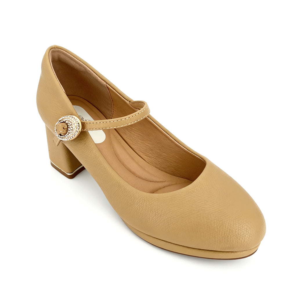 Women's Crystal Buckle Mary Jane Block Heel Pumps | Wholesale Comfort Heels | Multi-Color | EU 35–41