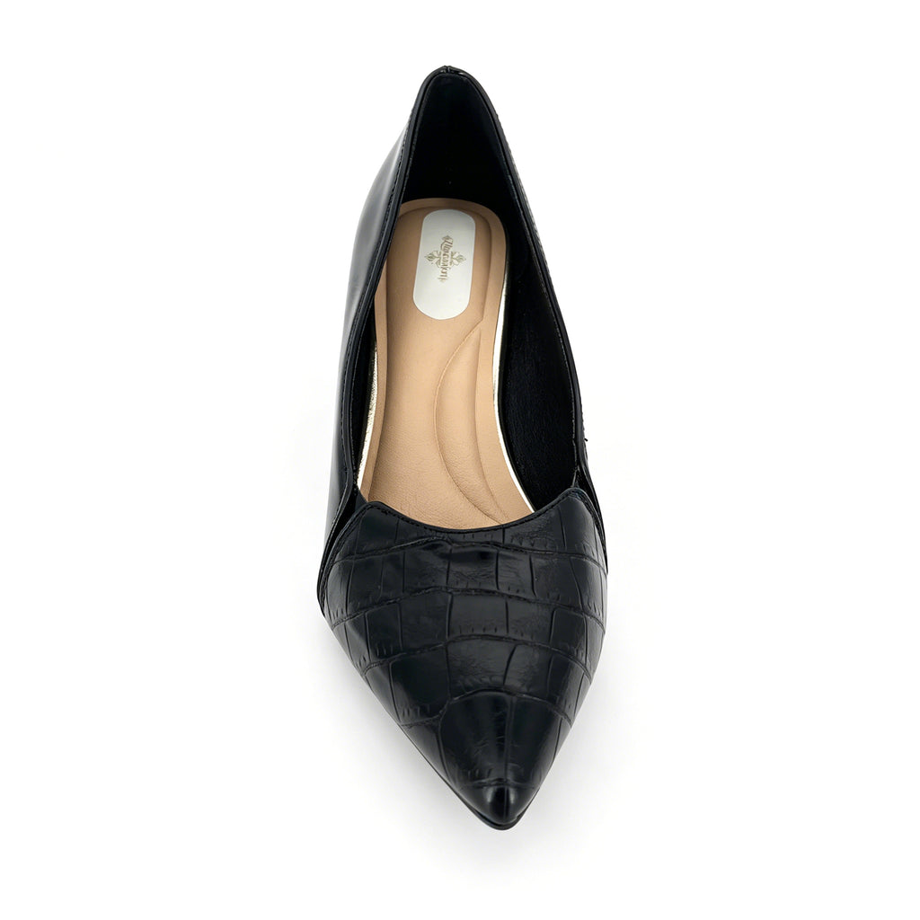 Women's Croc-Embossed Patent Leather Pointed-Toe Block Heel Pumps | Wholesale Comfort Heels | Multi-Color | EU 35–41