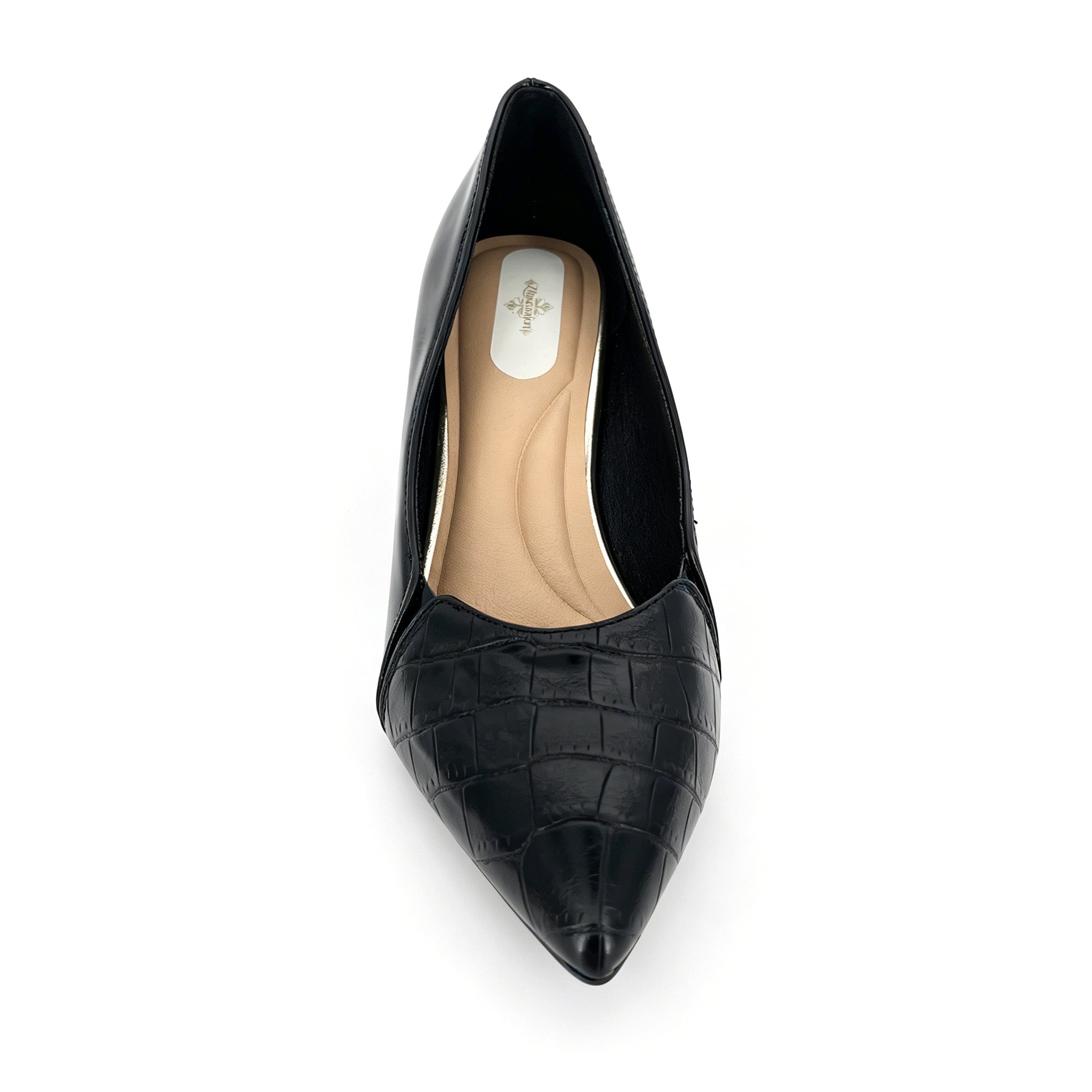 Zilancomfort ZLH010 croc-embossed block heel pump - front view