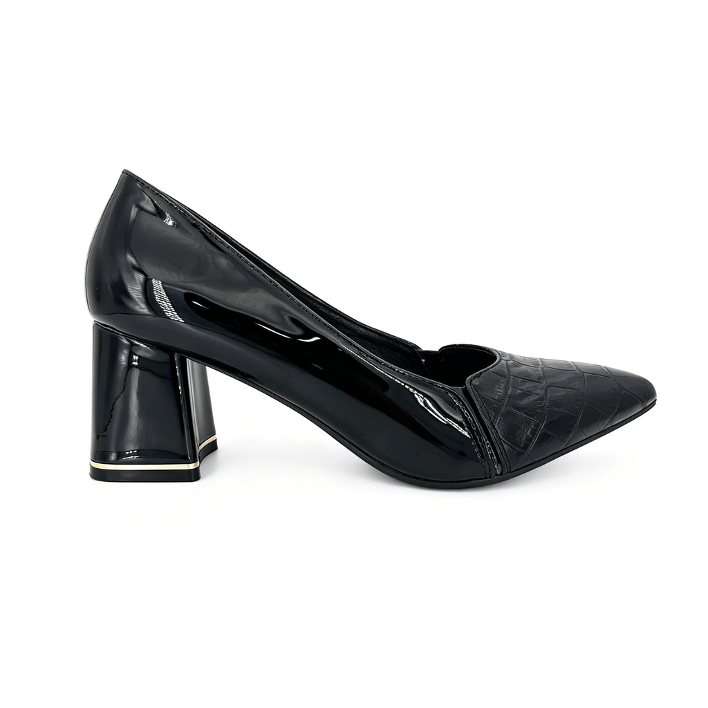 Zilancomfort ZLH010 croc-embossed block heel pump - side view