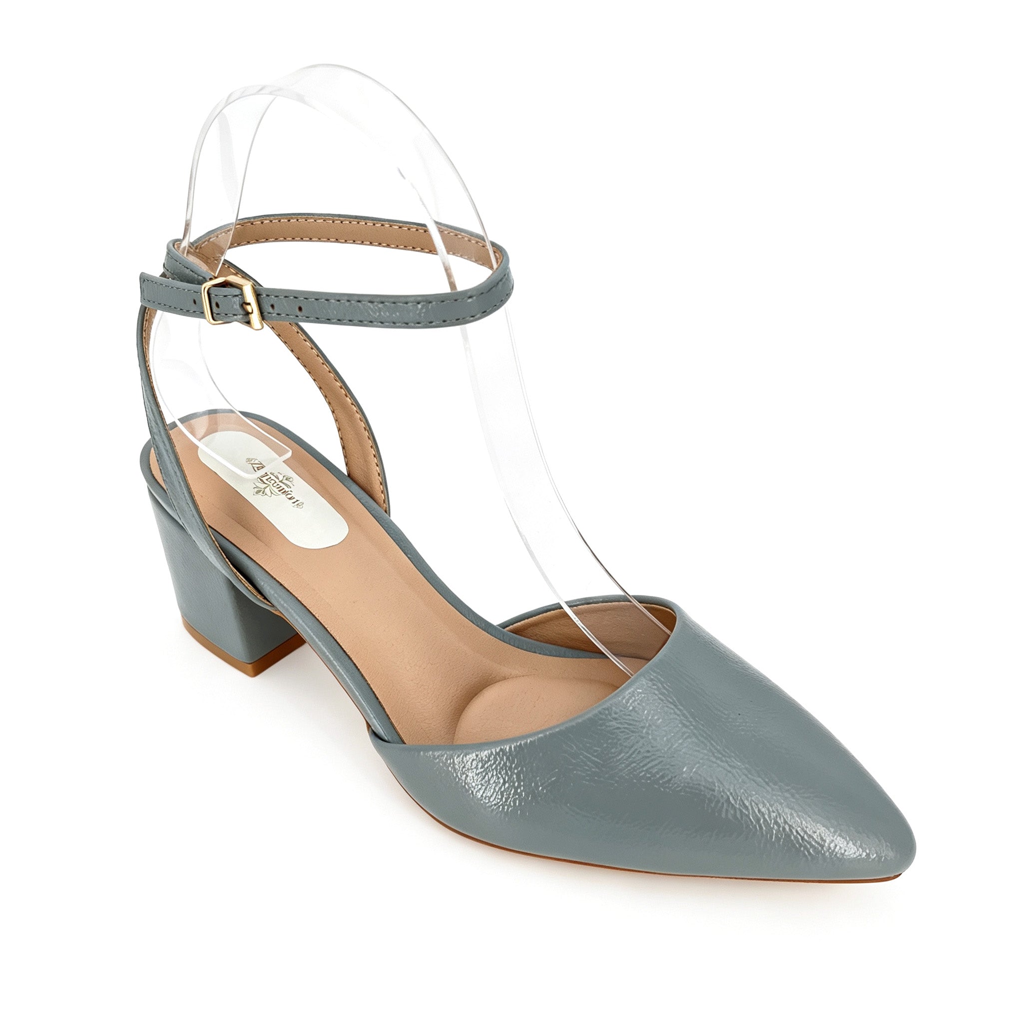 Women's Crinkled Patent Ankle Strap Mid Block Heel Shoes | Wholesale | Multi-Color | EU 35–41