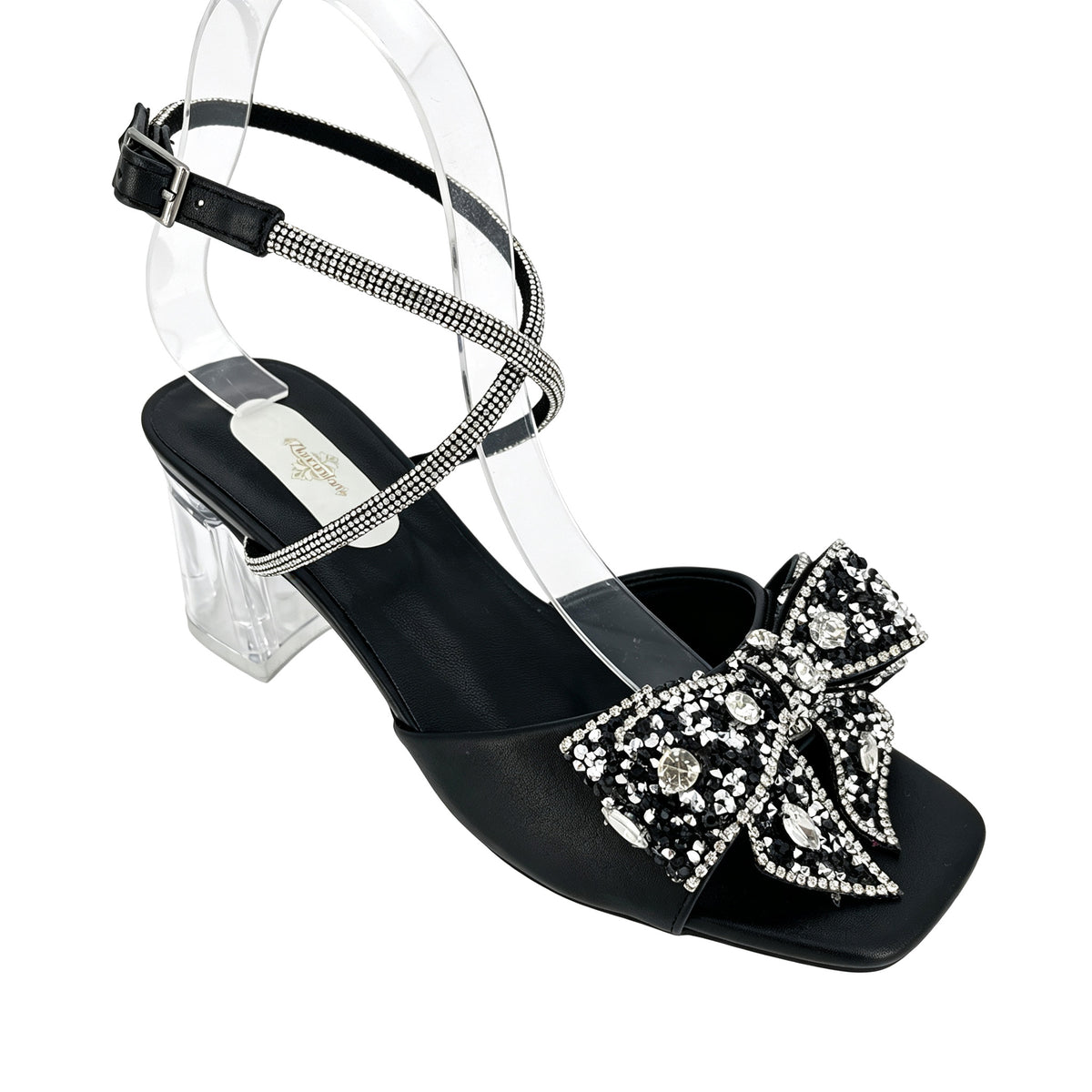 Sandalias de tacón de bloque transparente con lazo de cristal para mujer | Mayorista | Varios colores | Tallas EU 35–41