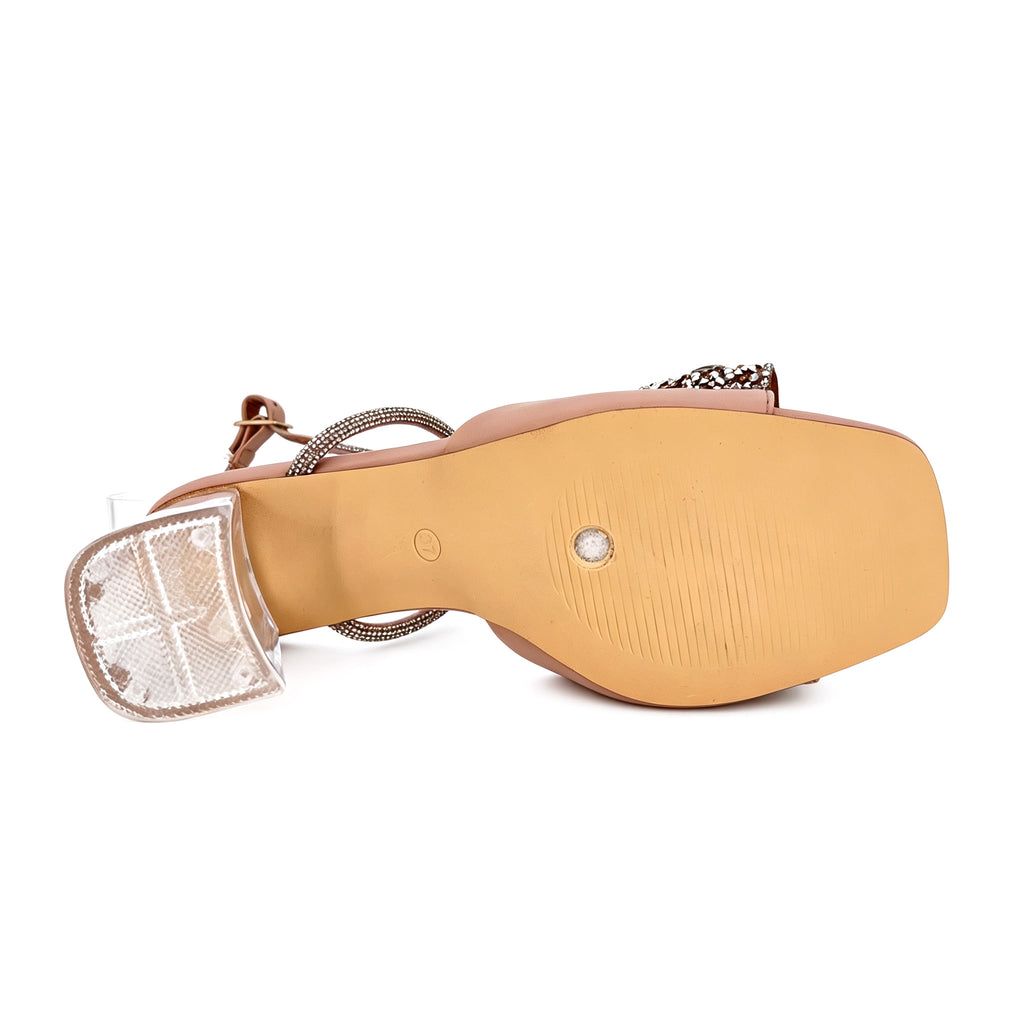 Sandalias de tacón de bloque transparente con lazo de cristal para mujer | Mayorista | Varios colores | Tallas EU 35–41